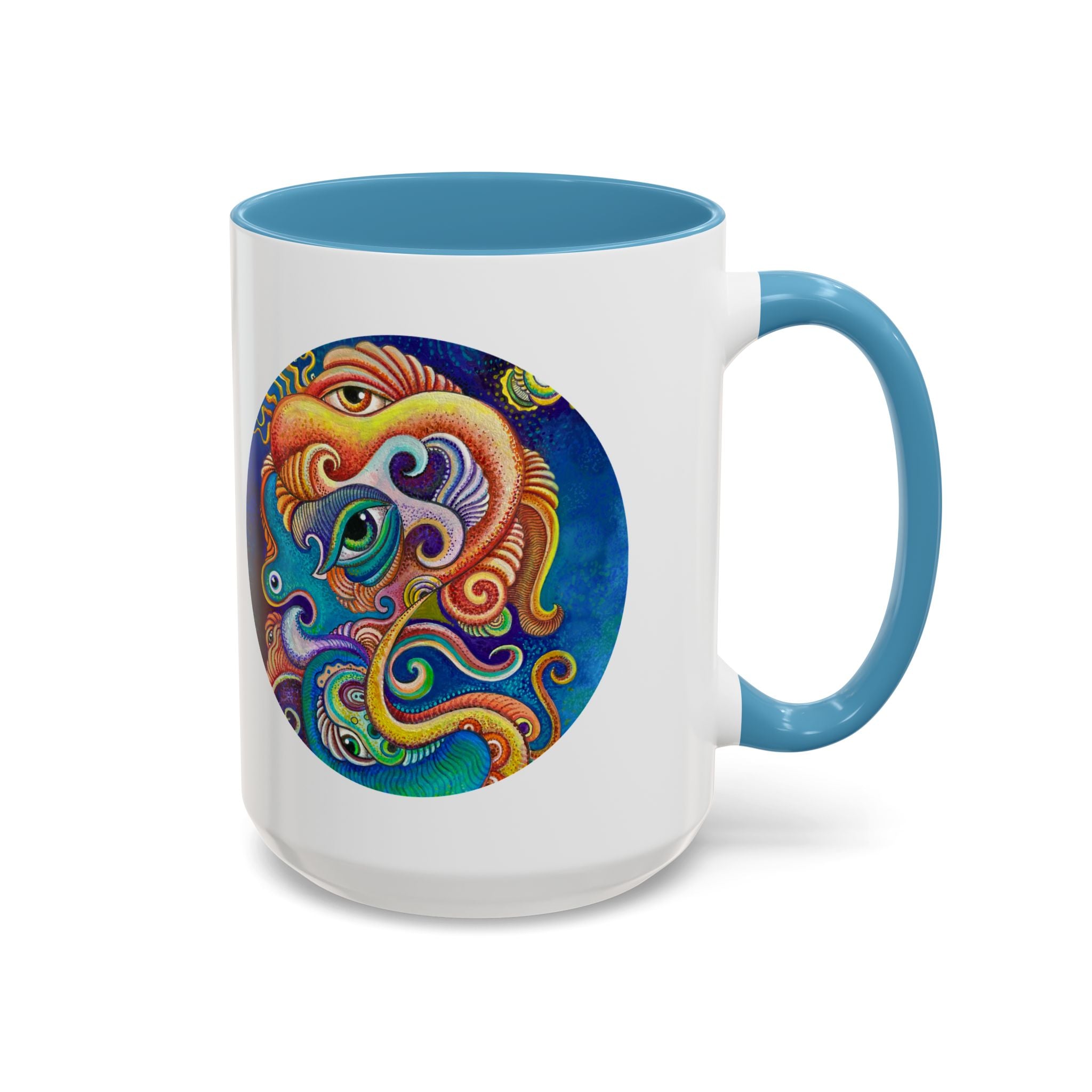 Colorful Abstract Fish Circle Mug | Accent Coffee Mug