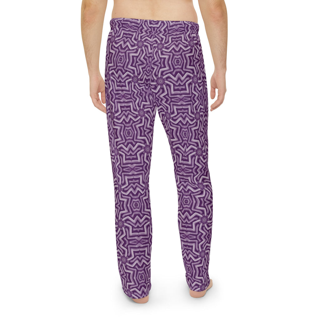 Purple Geometric Lounge Pajama Pants — Men's Cozy All-Over Print Sleepwear #h75256