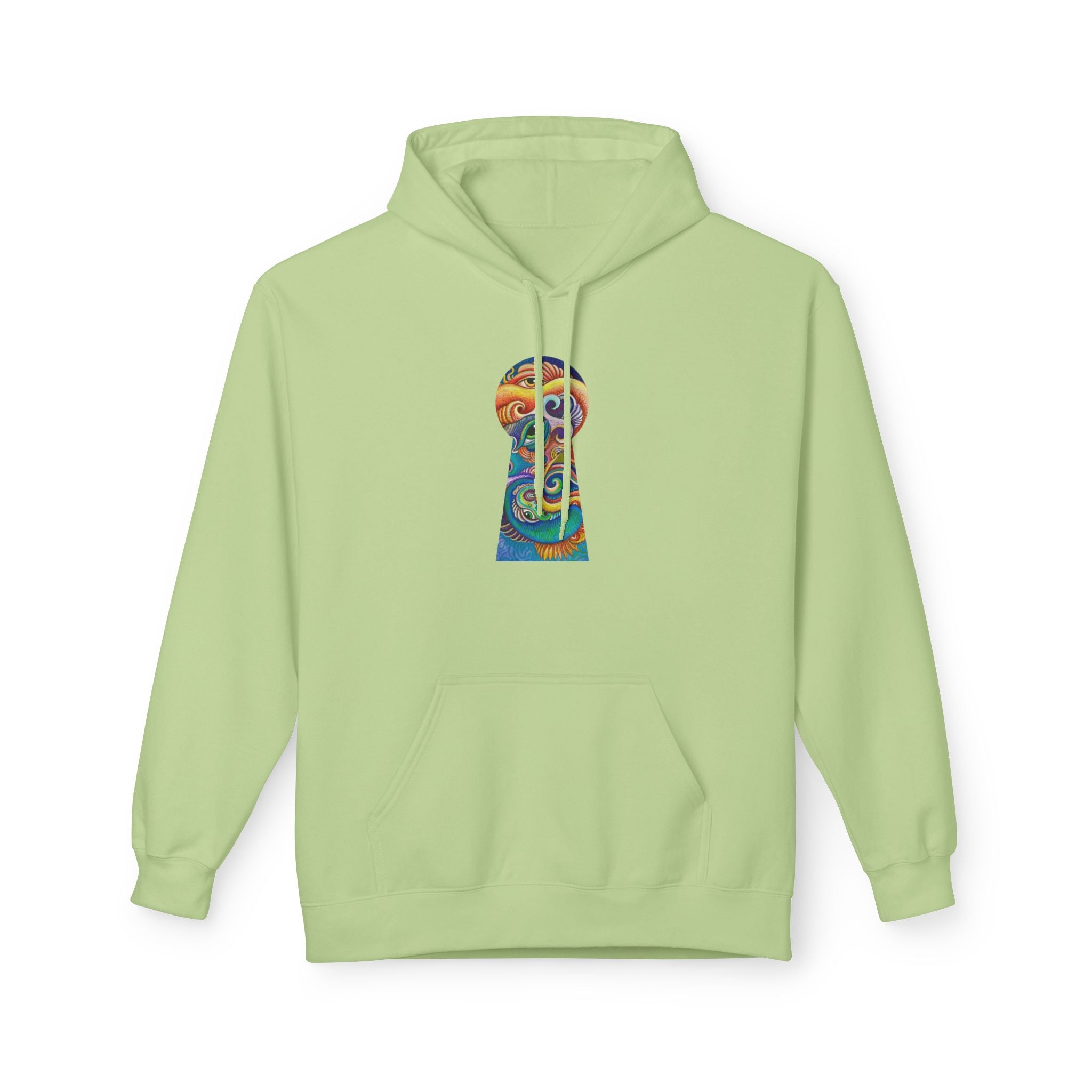 Abstract Psychedelic Face Hoodie | Colorful Surreal Keyhole Art