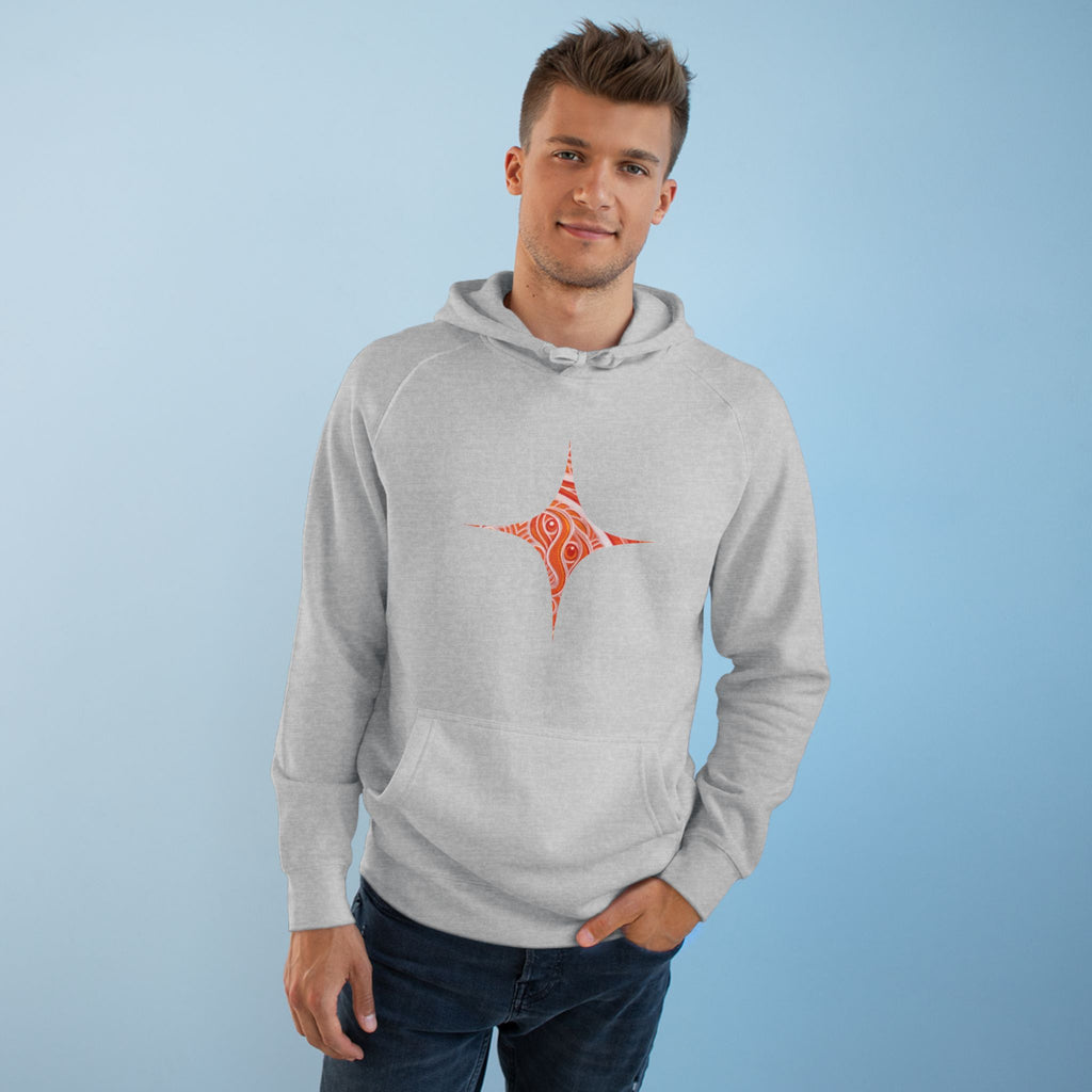 Keyhole & Diamond Pattern Hoodie — Abstract Red Paisley Graphic #yh099879