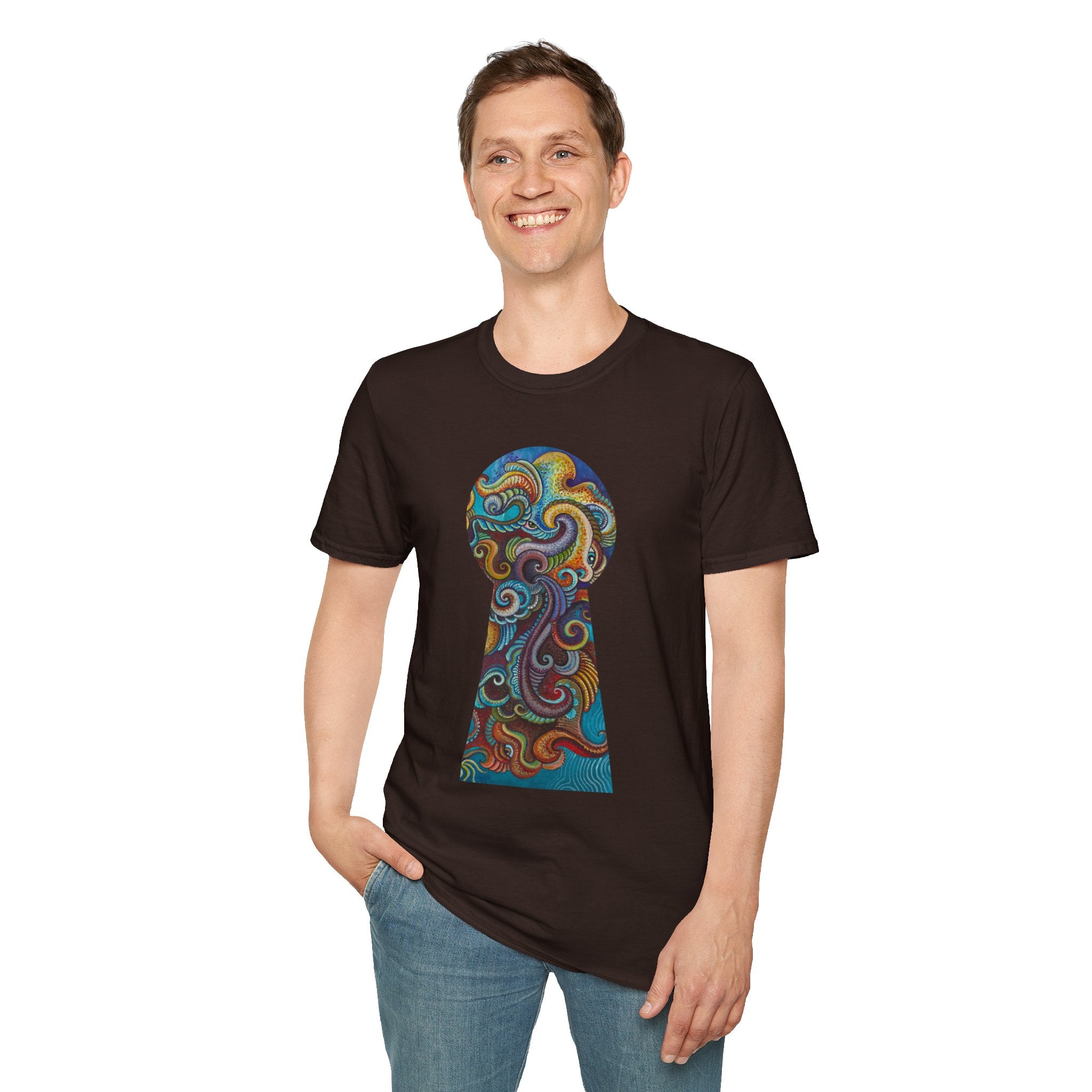 Psychedelic Keyhole T-Shirt — Colorful Swirl Art Tee #tsc8765