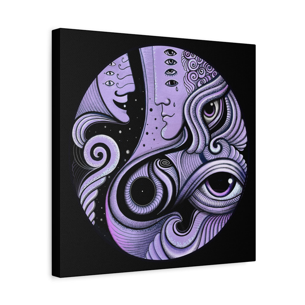Psychedelic Moon Face Canvas | Matte Stretched Wall Art