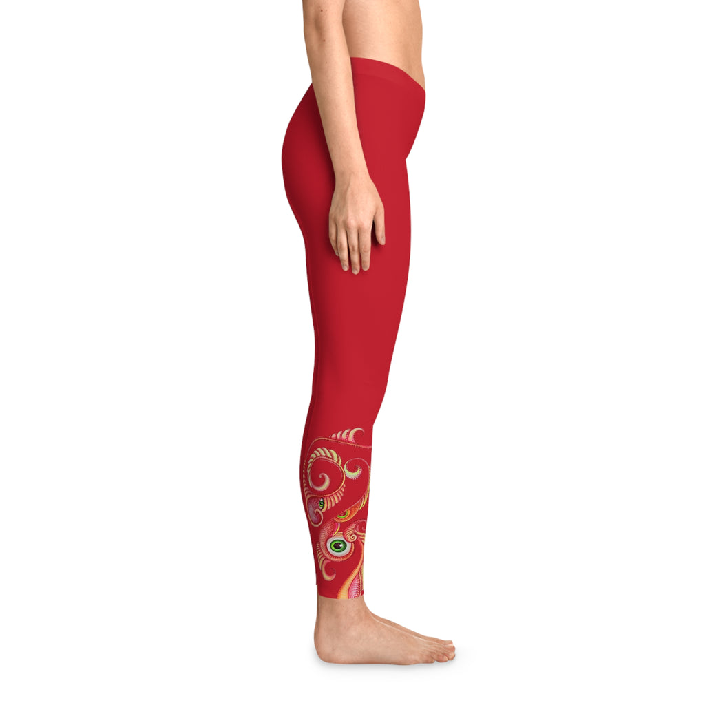Mandala Accent Leggings — Black Stretch Yoga Pants with Subtle Tribal Corners #hfo7623
