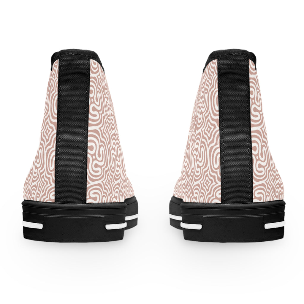 Women's High Top Sneakers - Rose Maze Pattern Casual Canvas Shoes #h875688