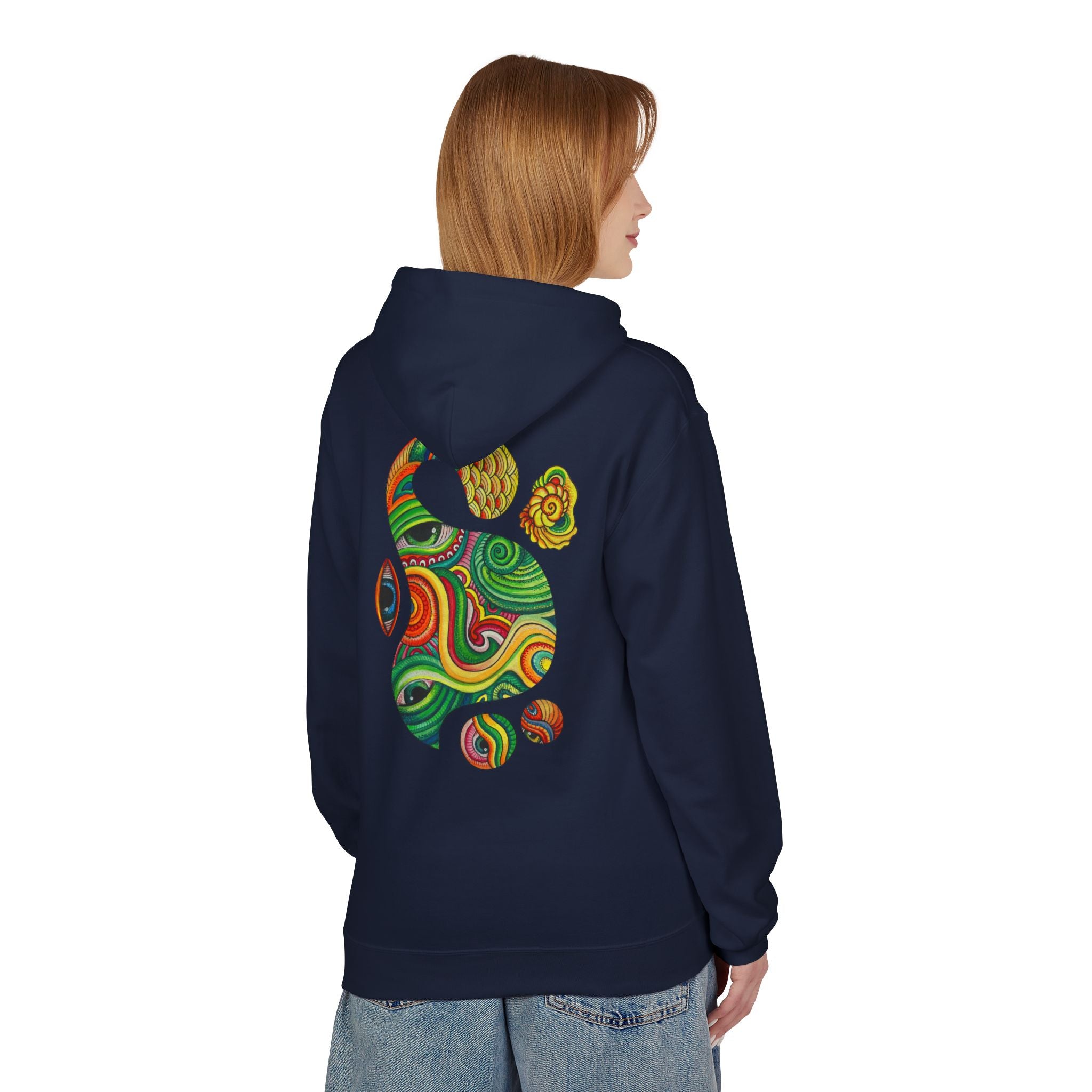 Psychedelic Swirl Hoodie — Colorful Abstract Apple Graphic #j64298