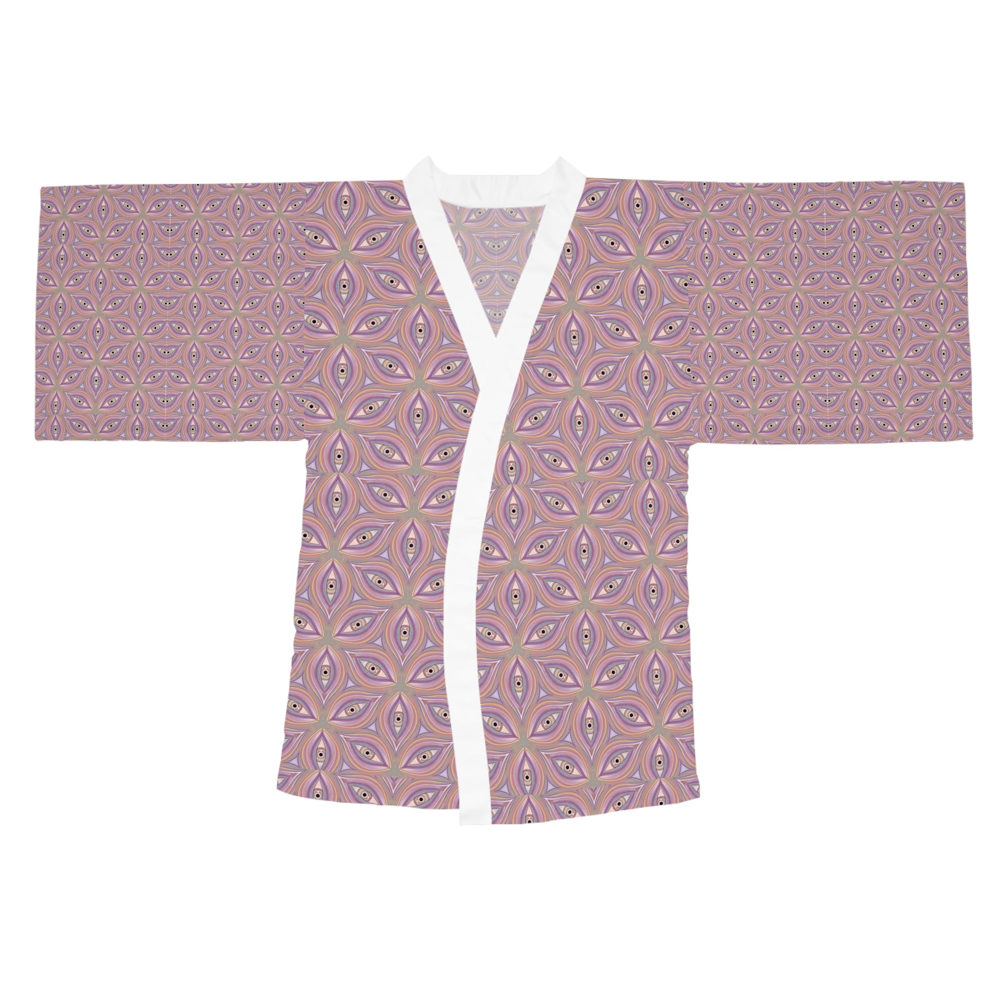 Pastel Geometric Kimono Robe – Pink Mandala All-Over Print