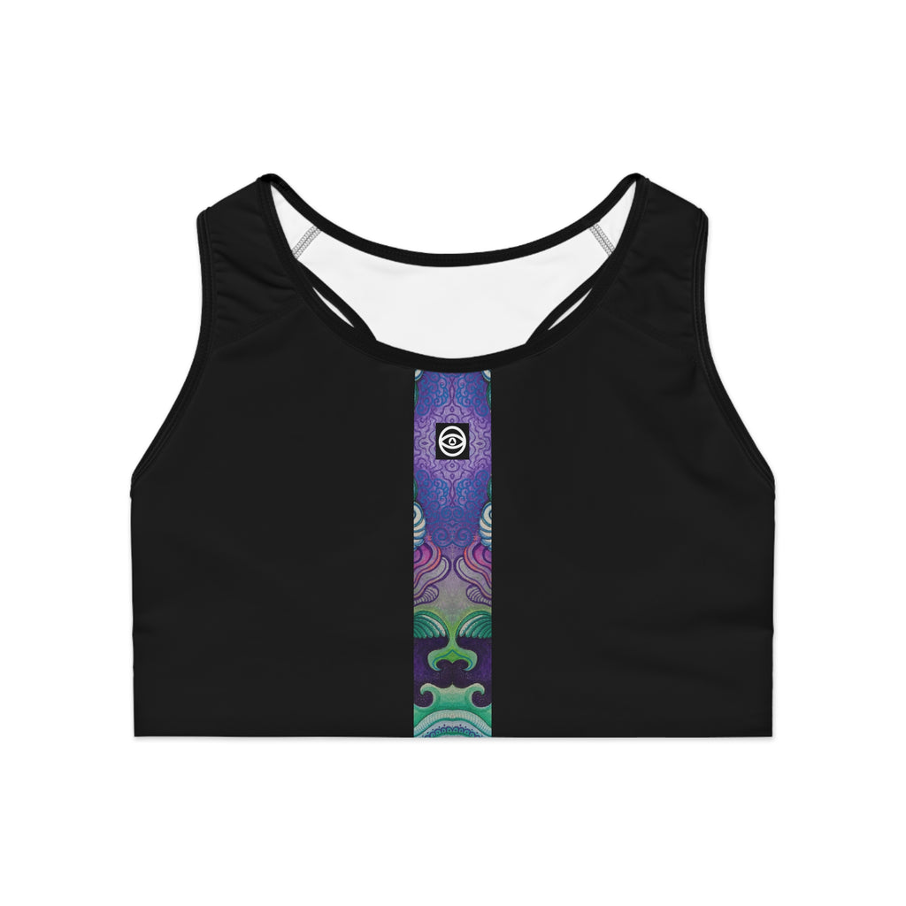 Sports Bra — Vertical Psychedelic Wave Print #u98639