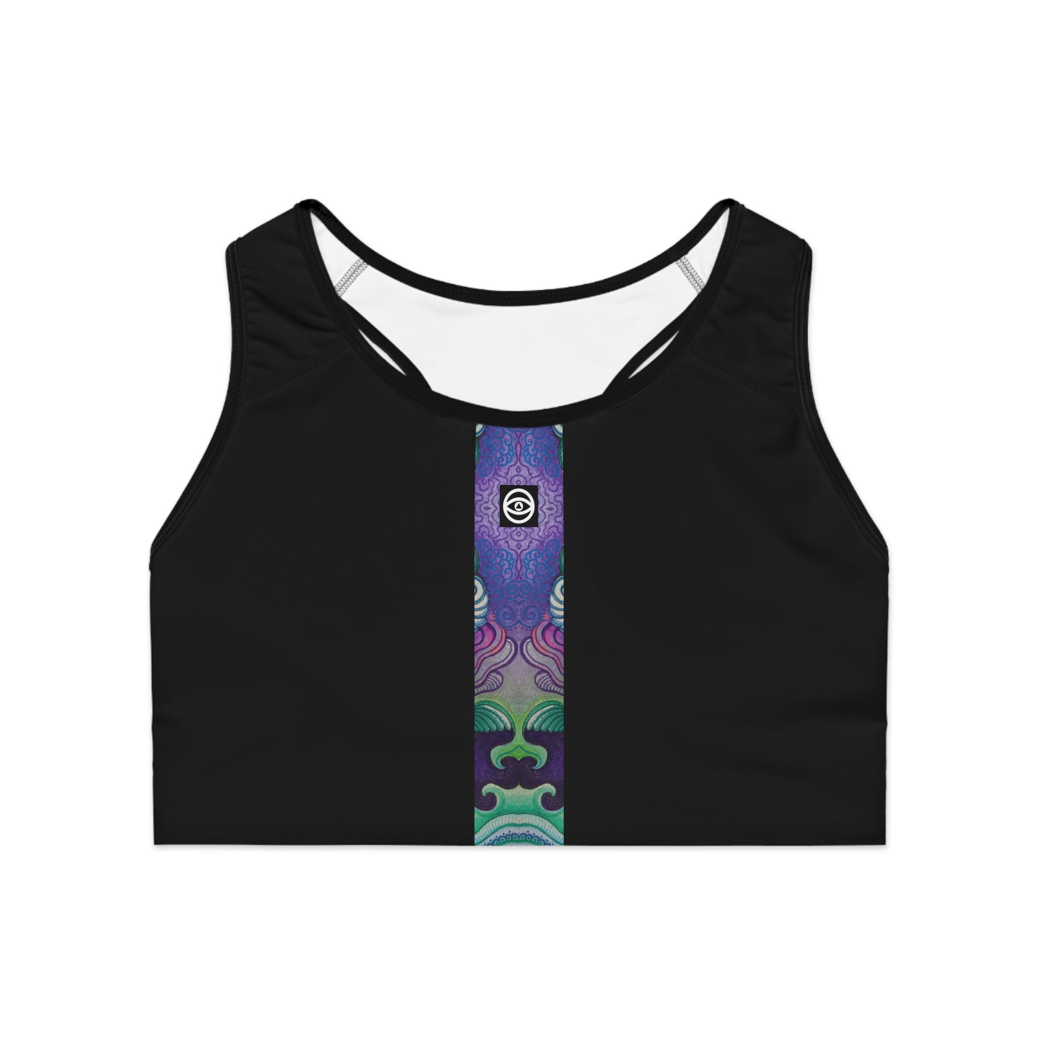 Sports Bra — Vertical Psychedelic Wave Print #u98639