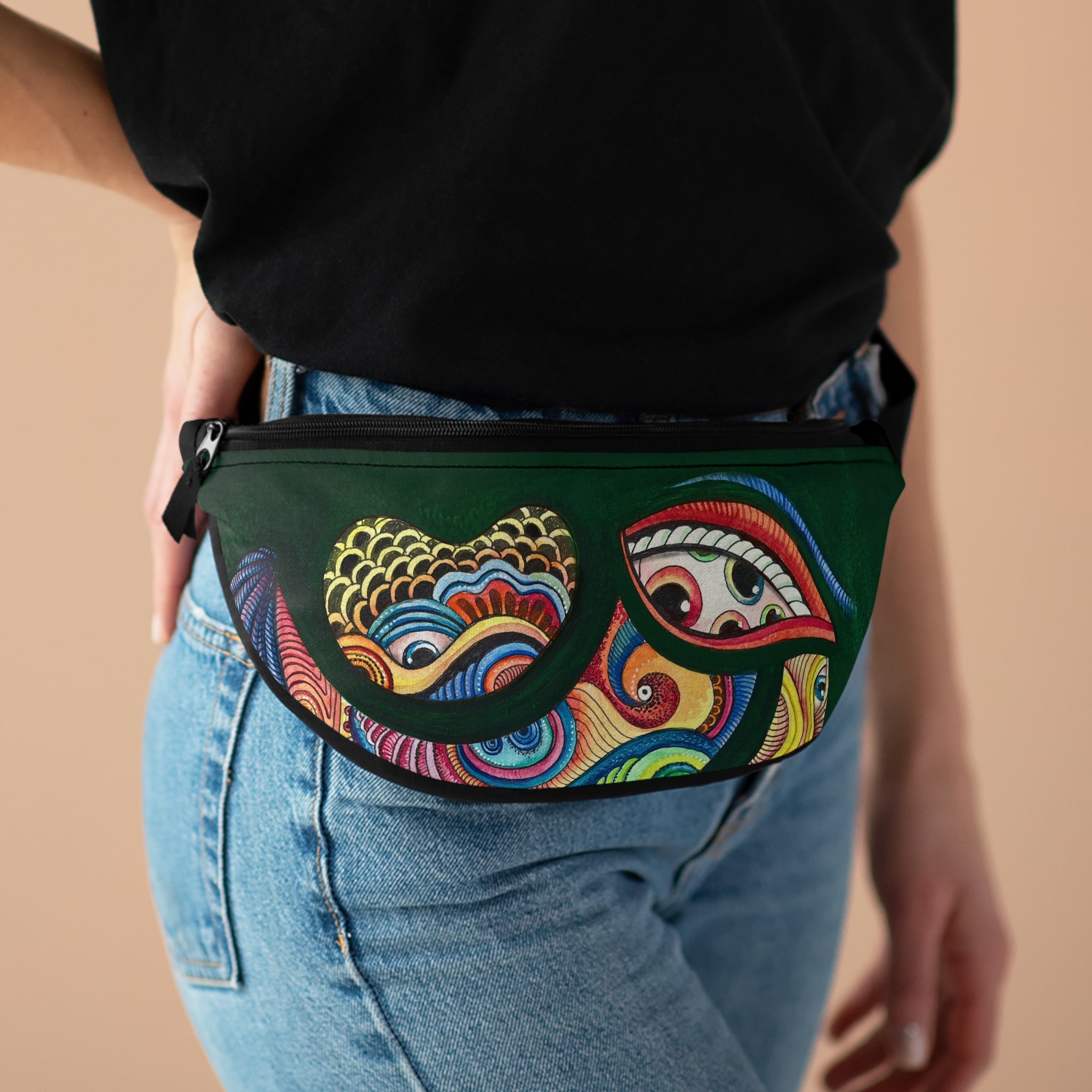 Boho Colorful Eye Print Fanny Pack – Vibrant Festival Waist Bag #as3578