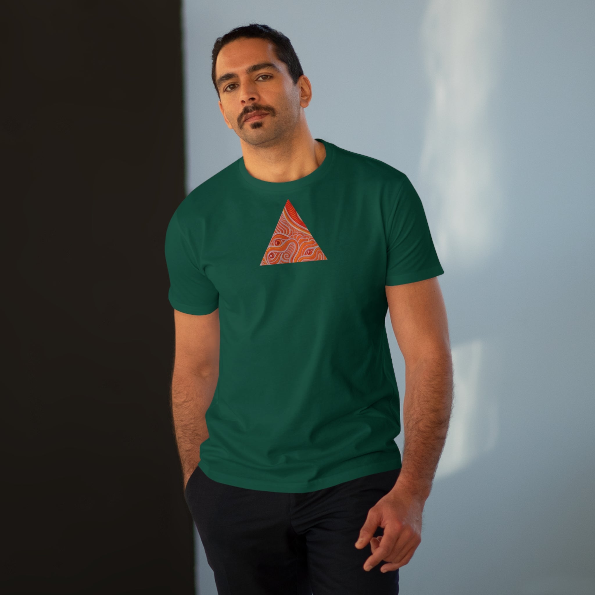 Men's Tee — Red Geometric Triangle Pattern #dm52986