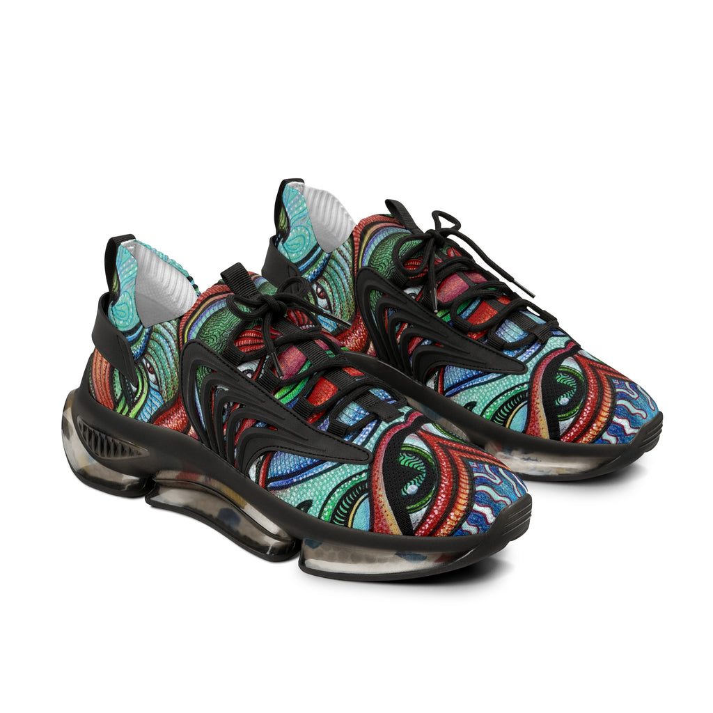 Men's Mesh Sneakers — Vibrant Tribal Print Athletic Shoes