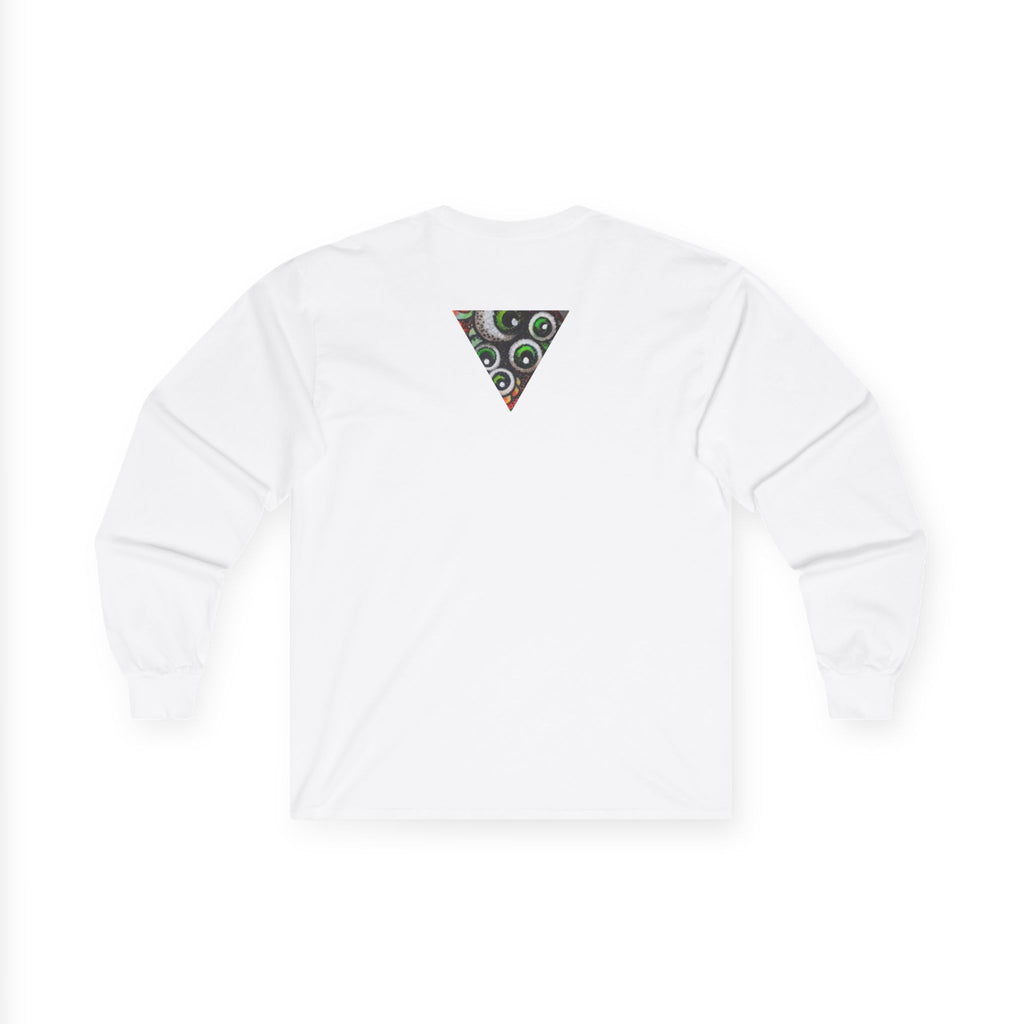 Triangle Camo Graphic Long Sleeve Tee — Minimal Military-Inspired Chest Print #k646&