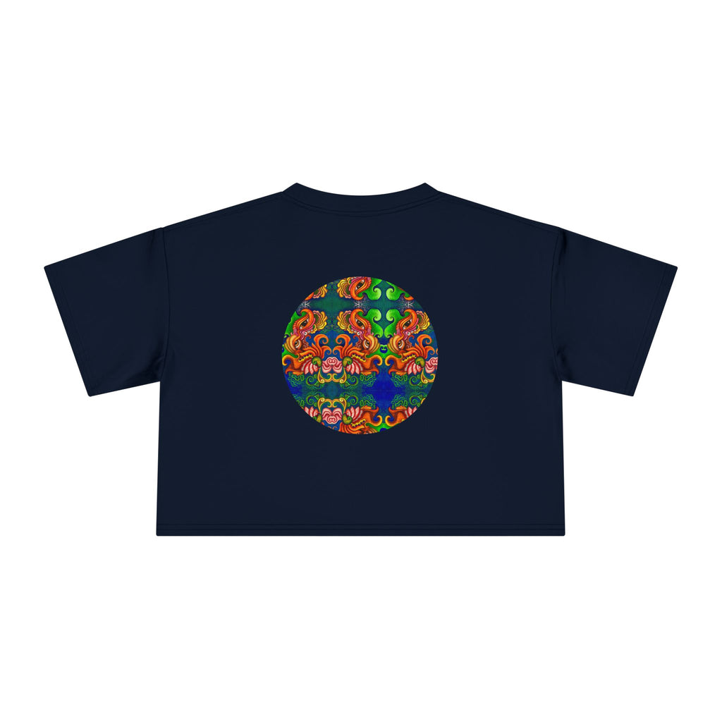 Psychedelic Keyhole Crop Tee — Colorful Abstract Floral Graphic Top #ctaf55