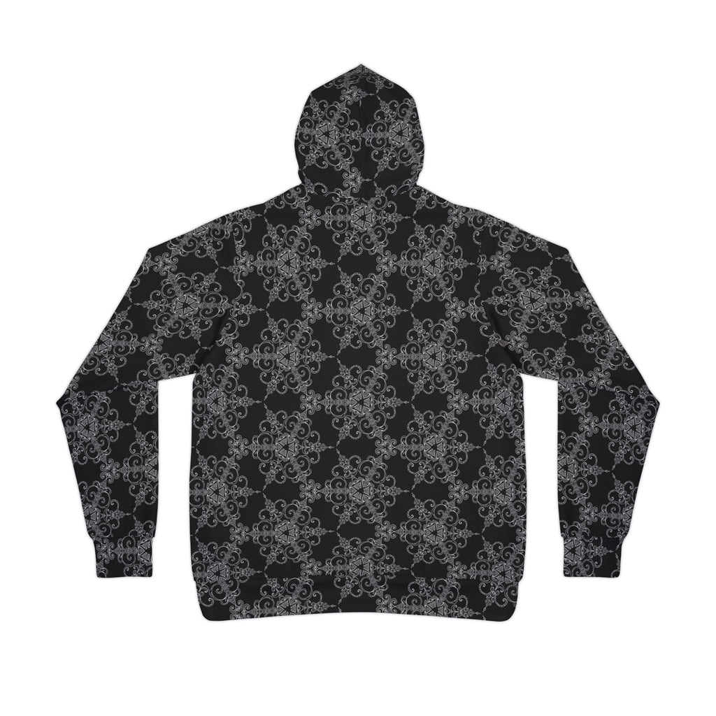 All-Over Print Athletic Hoodie — Dark Floral Gothic Pattern