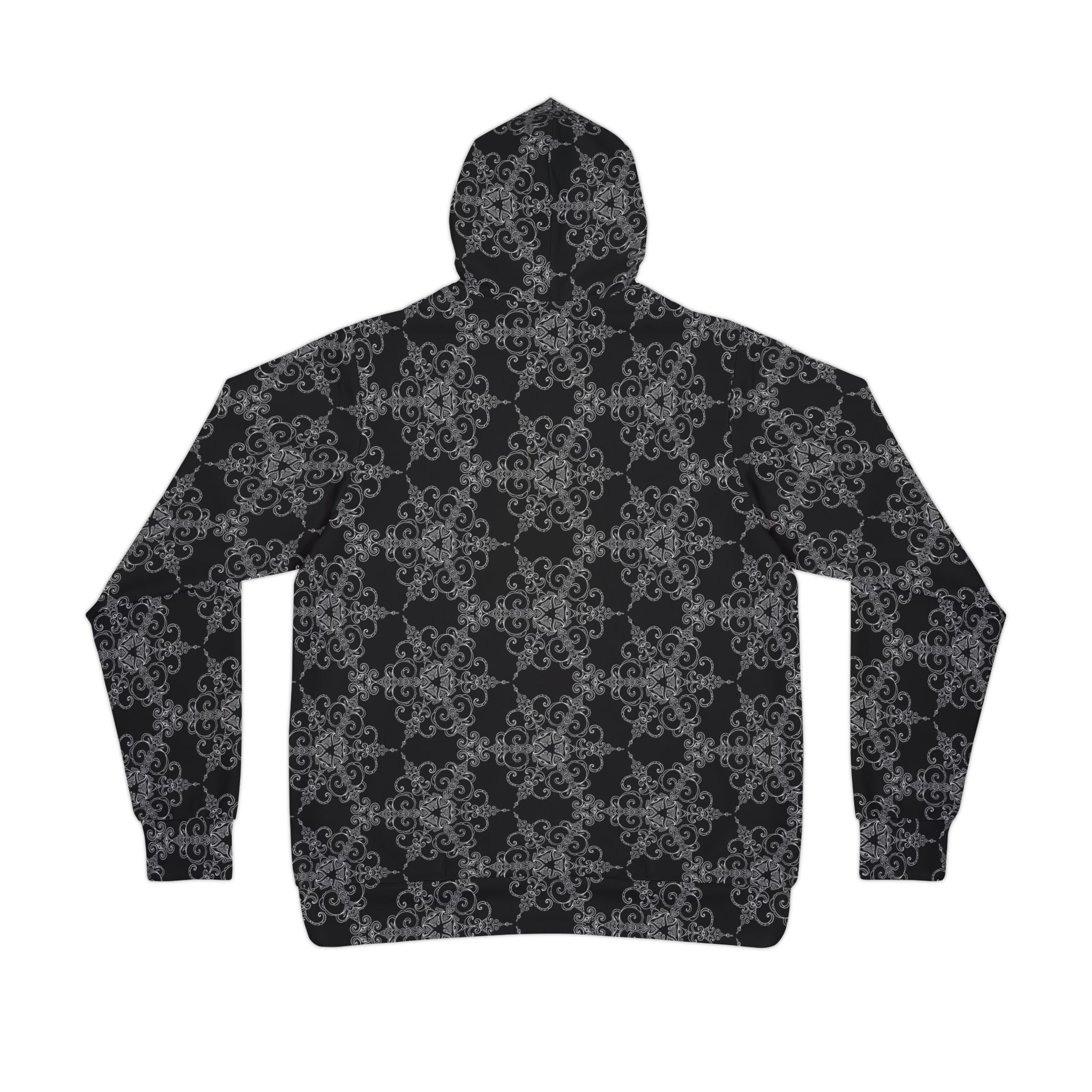 All-Over Print Athletic Hoodie — Dark Floral Gothic Pattern