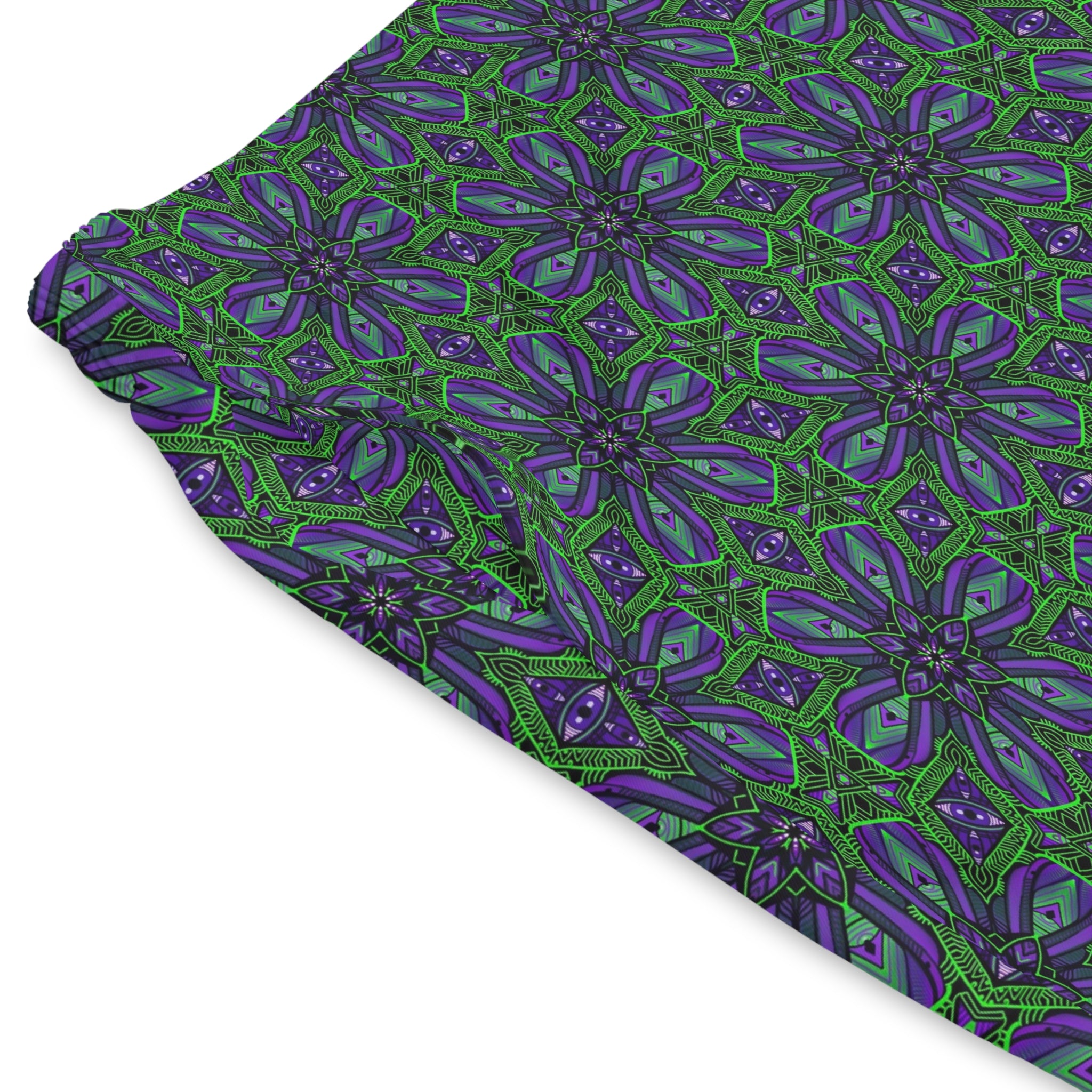 Floral Kaleidoscope Beach Shorts — Green & Indigo All-Over Print #sk08757