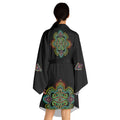 Black Kimono Robe with Colorful Mandala Accent – Long Sleeve Lounge Kimono #ki5