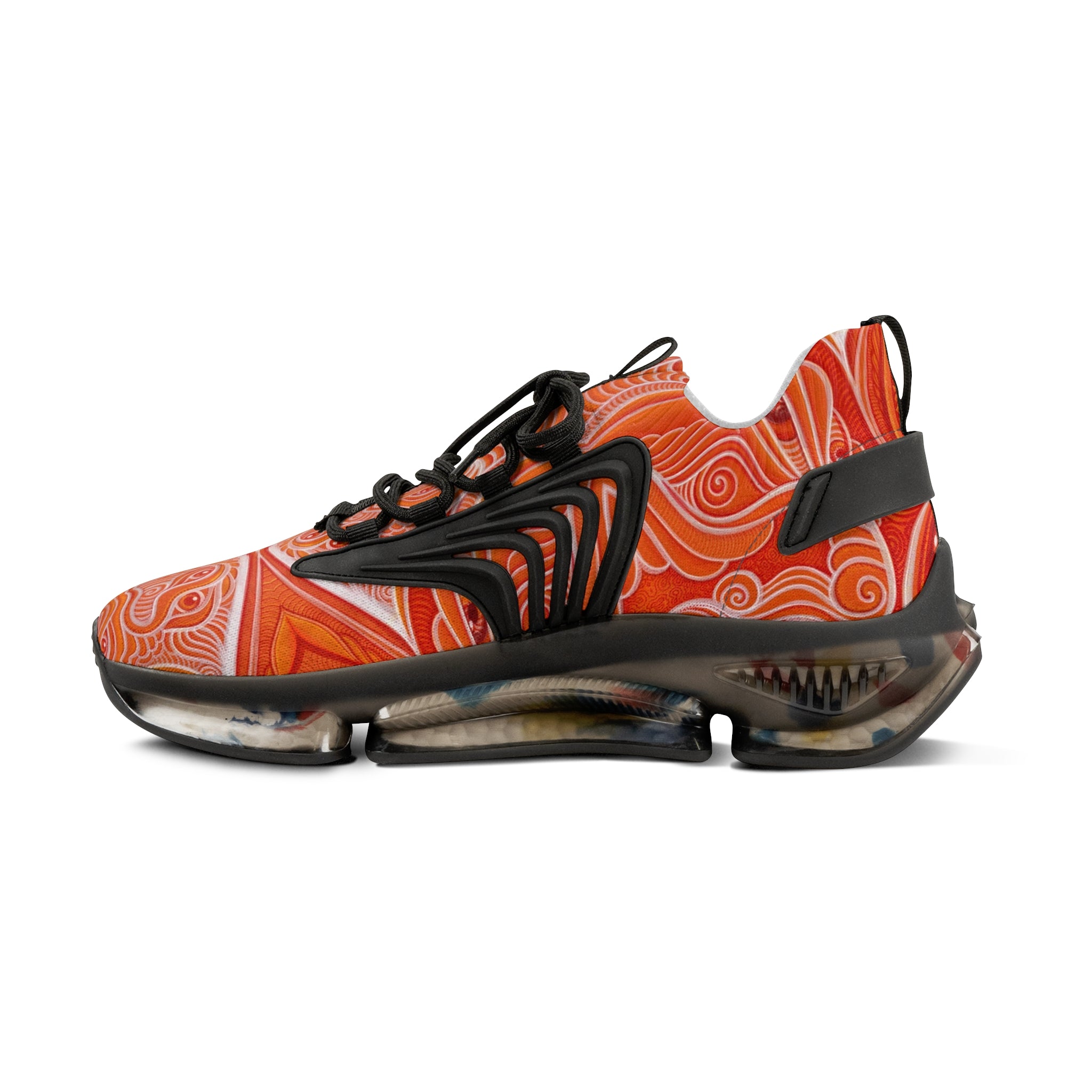 Men's Orange Swirl Mesh Sneakers – Lightweight Athletic Shoes #h974689