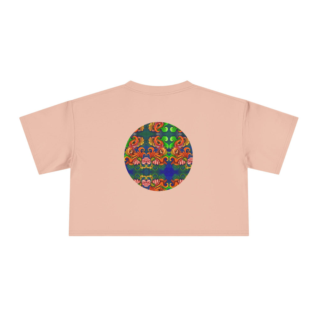 Psychedelic Keyhole Crop Tee — Colorful Abstract Floral Graphic Top #ctaf55