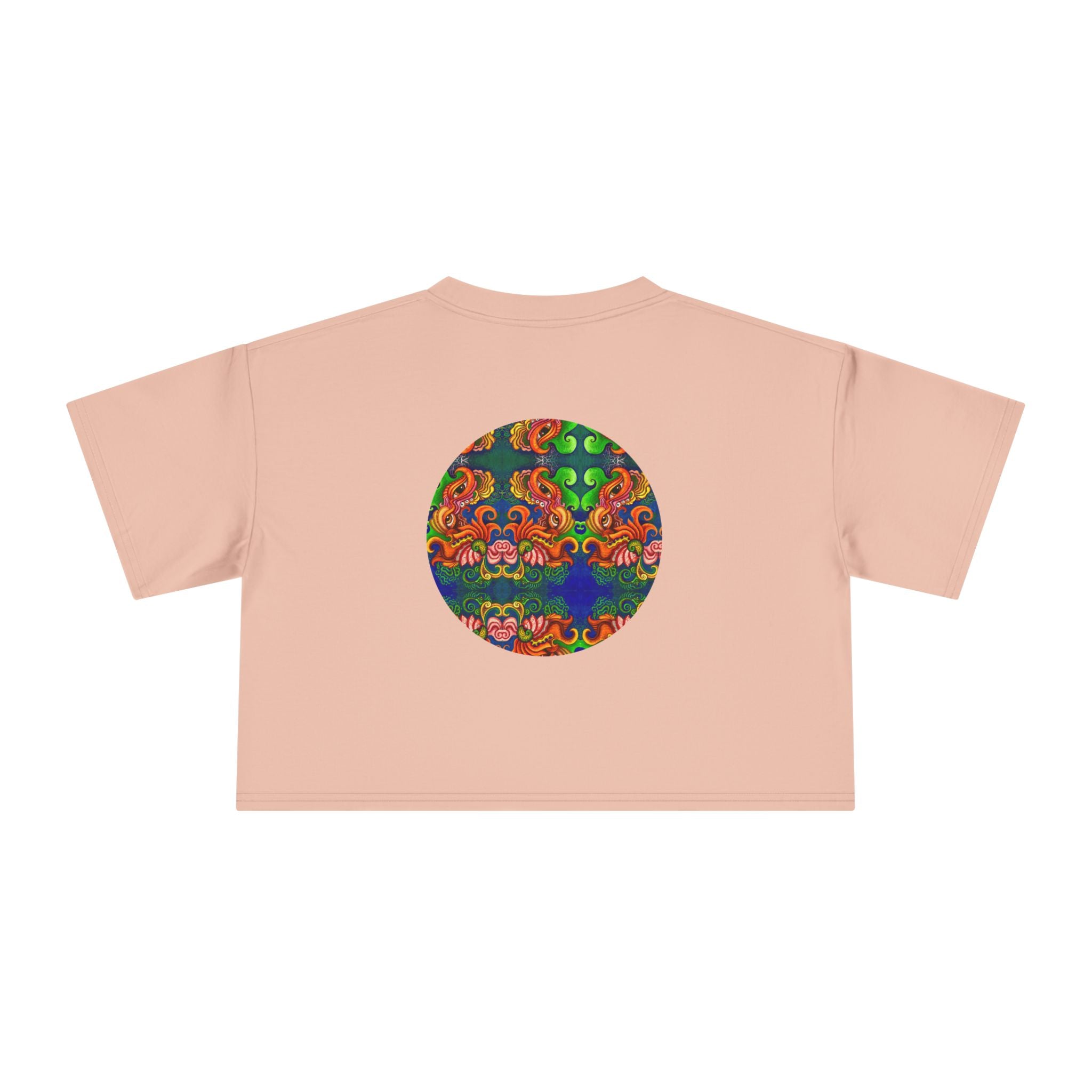 Psychedelic Keyhole Crop Tee — Colorful Abstract Floral Graphic Top #ctaf55