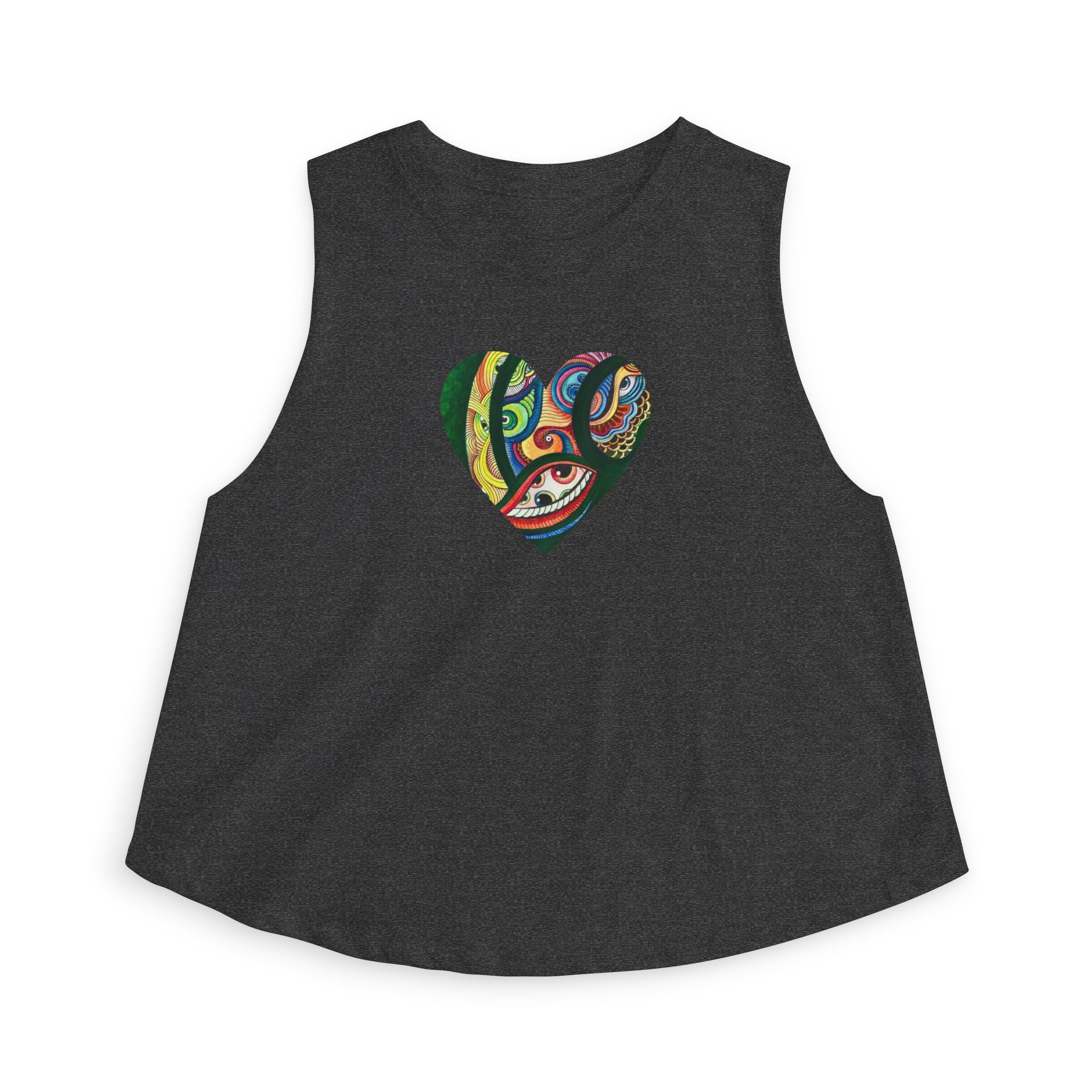Psychedelic Heart Crop Top — Colorful Abstract Love Graphic #k75257