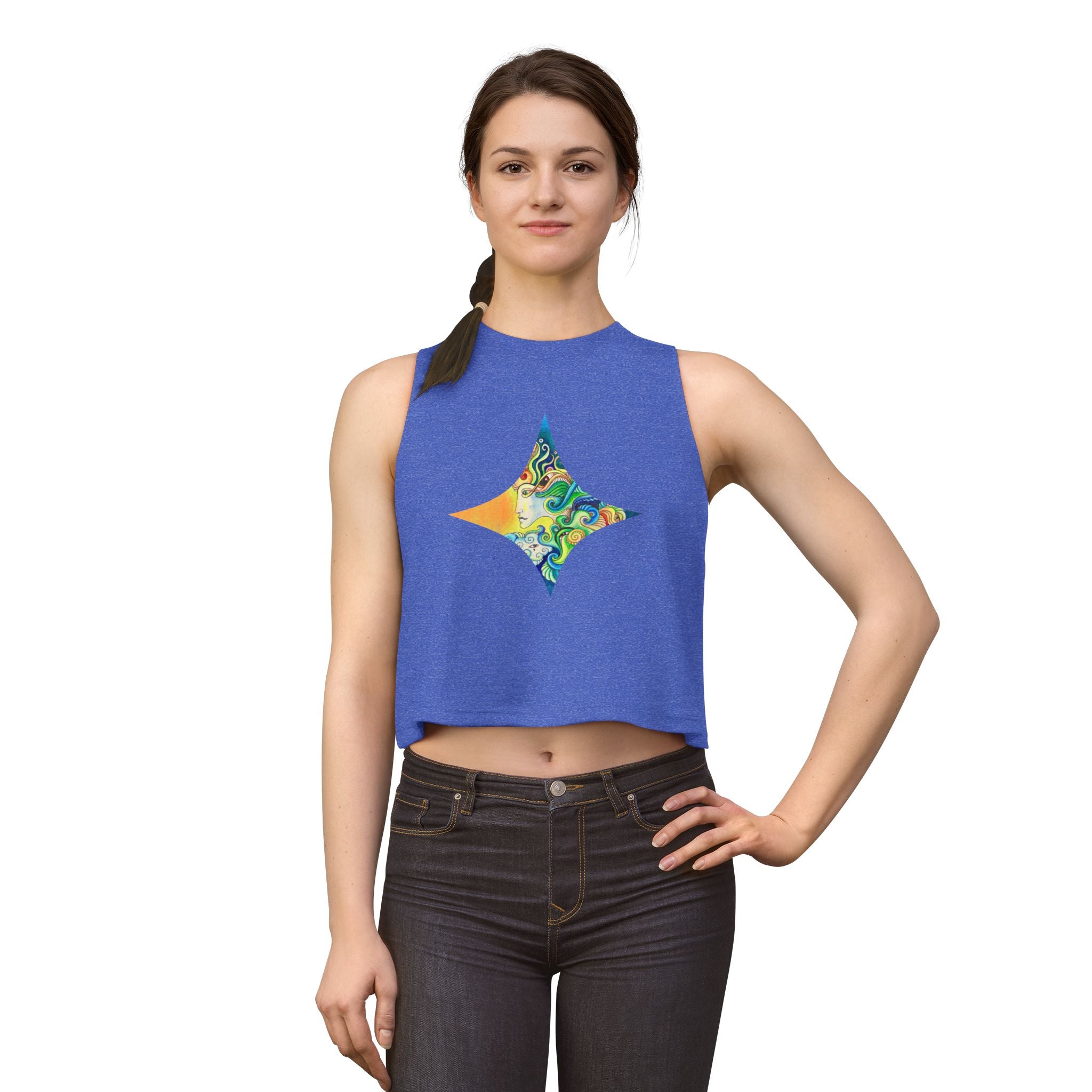Psychedelic Star Crop Top — Colorful Swirl Graphic Women's Tank #j9966442