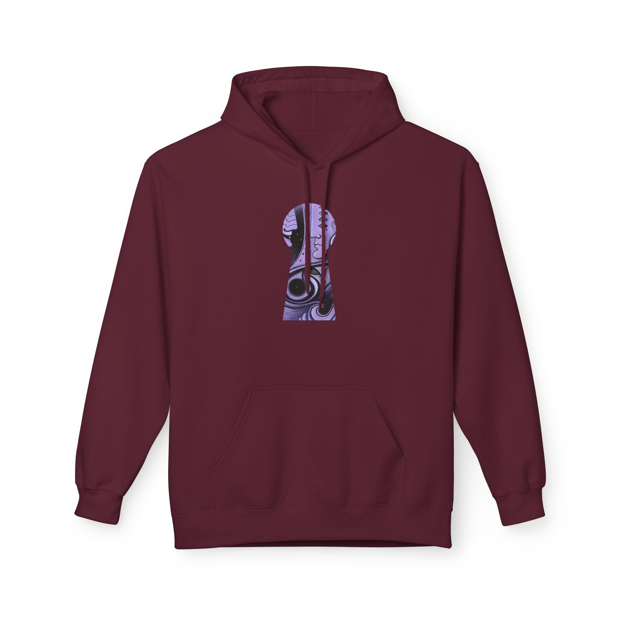 Purple Psychedelic Guitar Art Hoodie | Keyhole Front, Circular Back Design