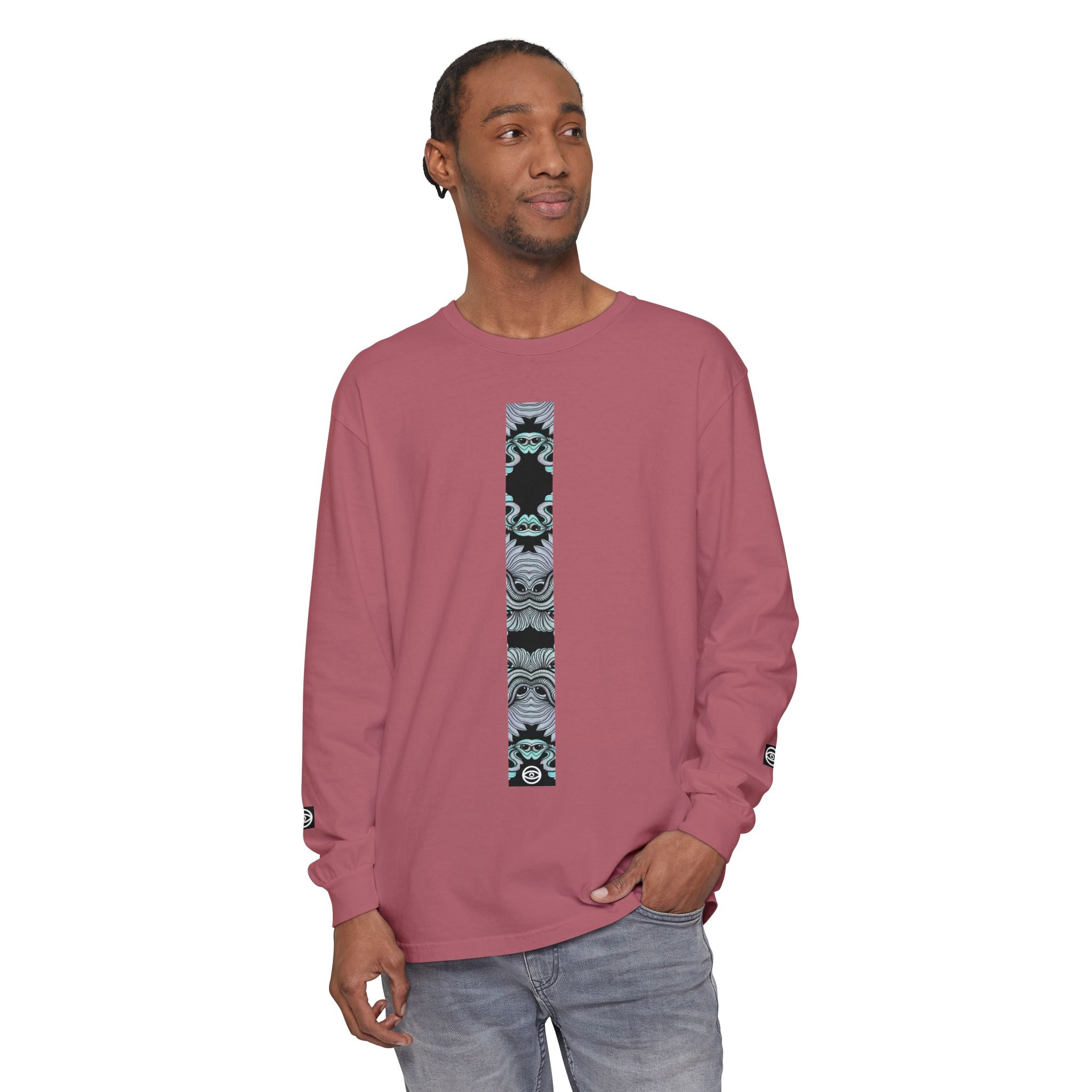 Men's/Women's Long Sleeve T-Shirt — Vertical Geometric Stripe Graphic #kjgd64258