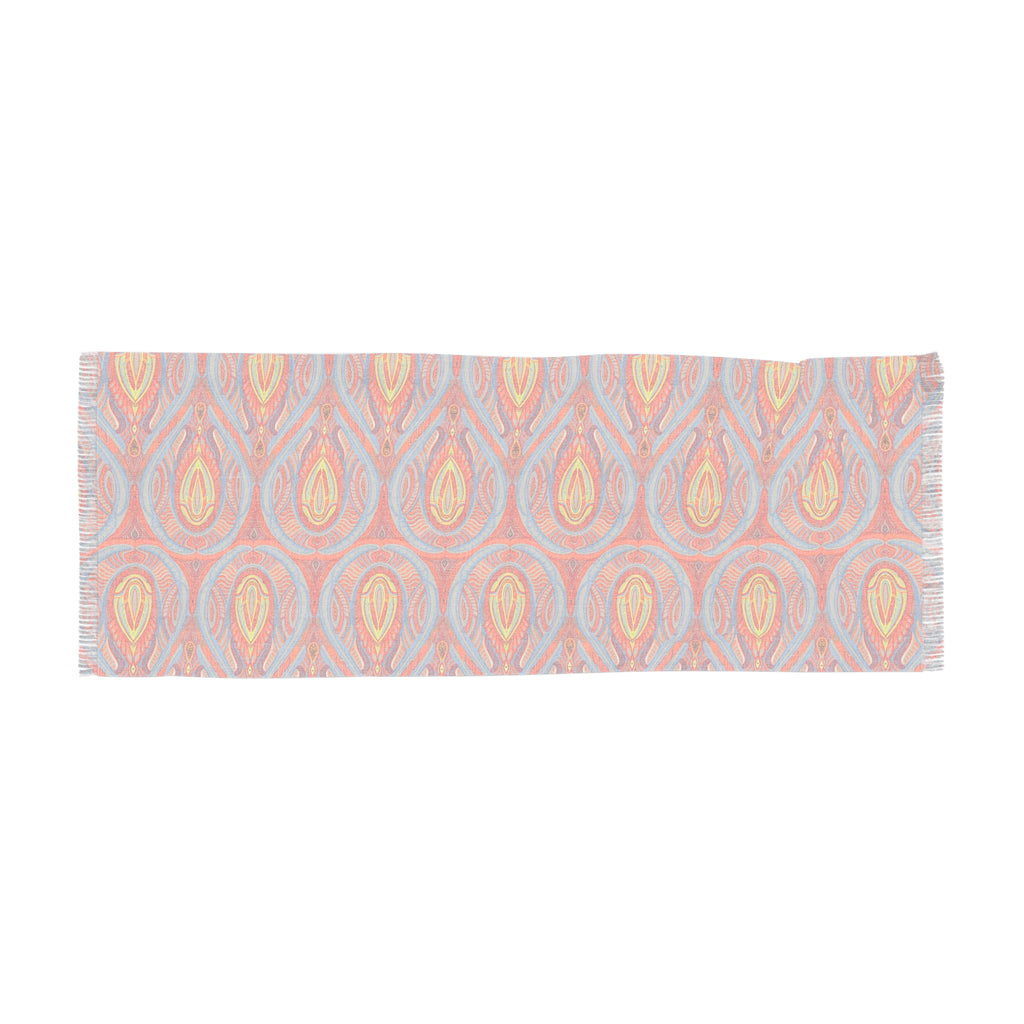 Bohemian Flame Pattern Light Scarf – Orange Teal Decorative Wrap #y66328