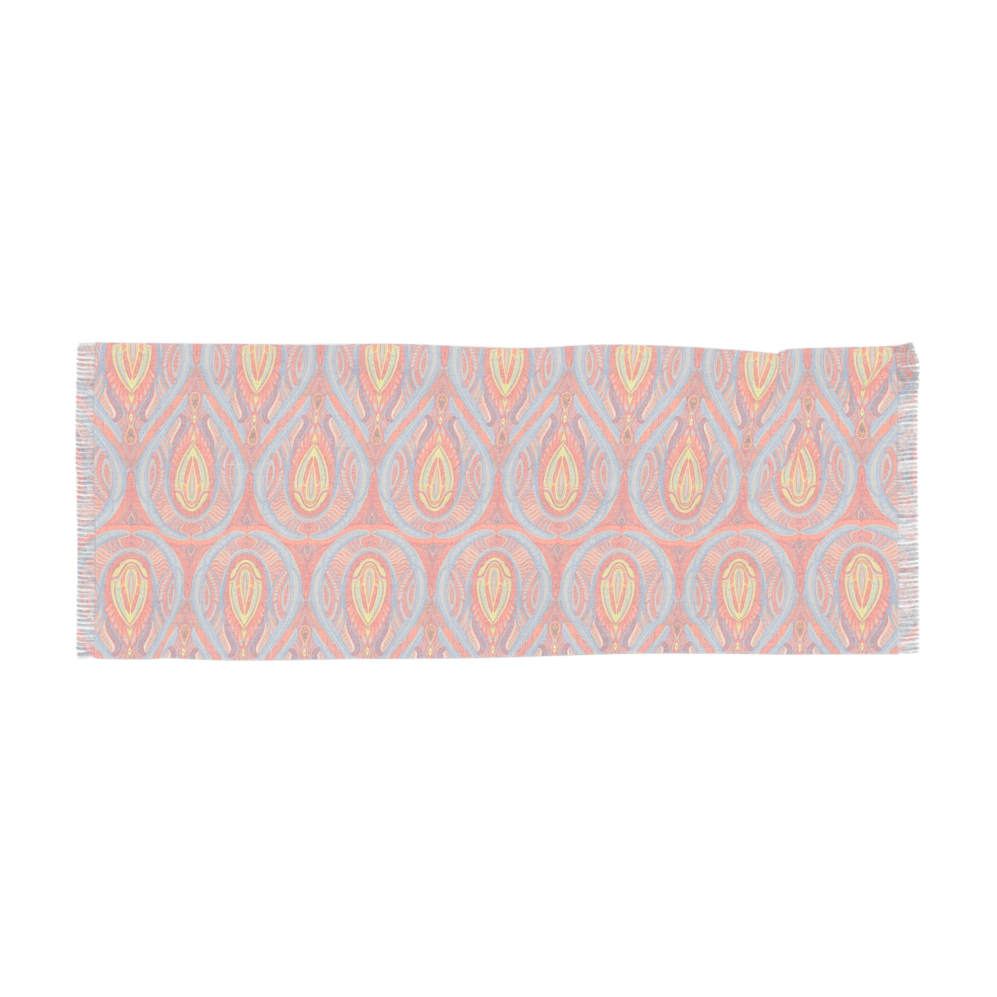 Bohemian Flame Pattern Light Scarf – Orange Teal Decorative Wrap #y66328