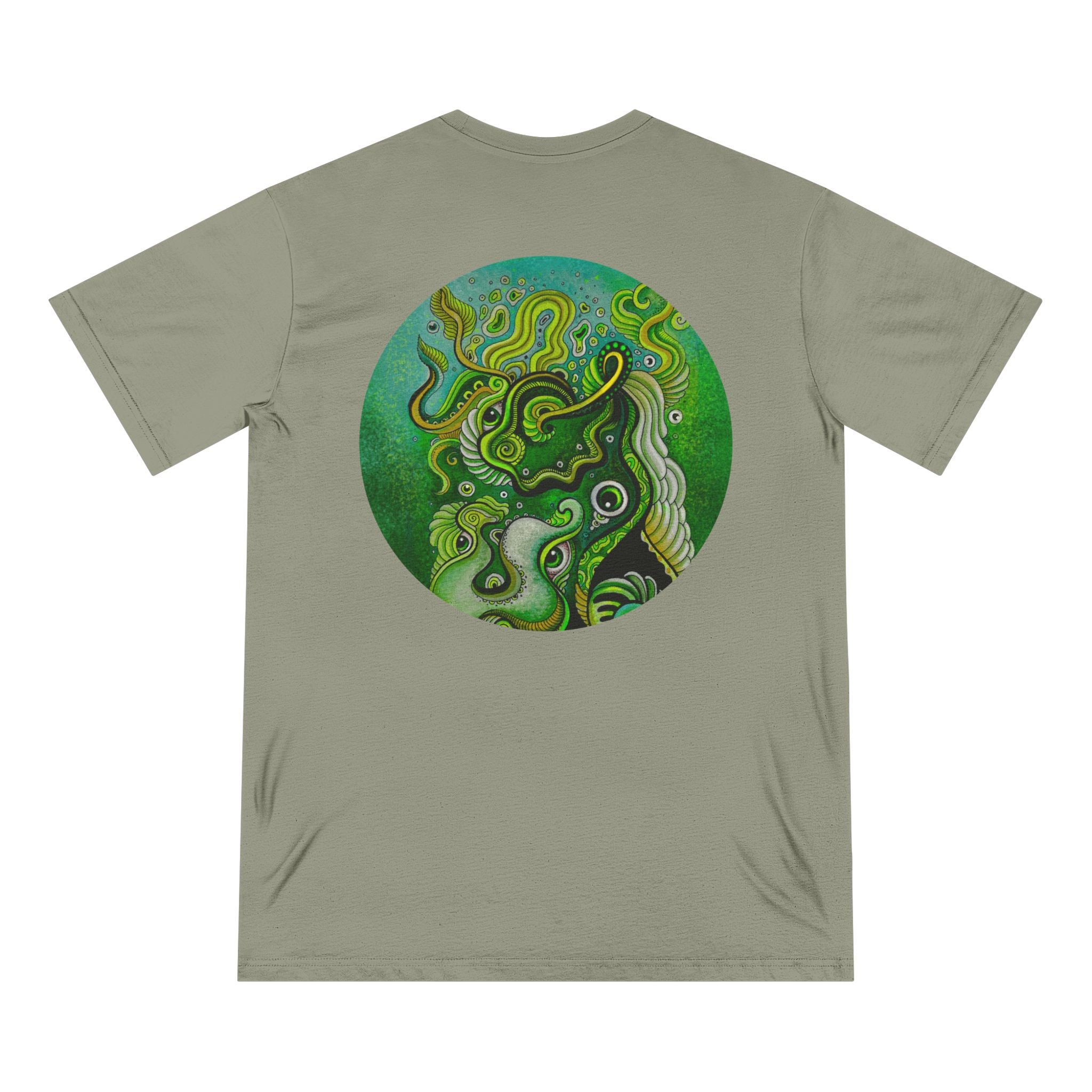Keyhole Psychedelic T-Shirt — Green Abstract Art Tee #tsg219