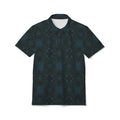 Men's Dark Teal Kaleidoscope Polo Shirt — All-Over Pattern Casual Golf Tee #f8628