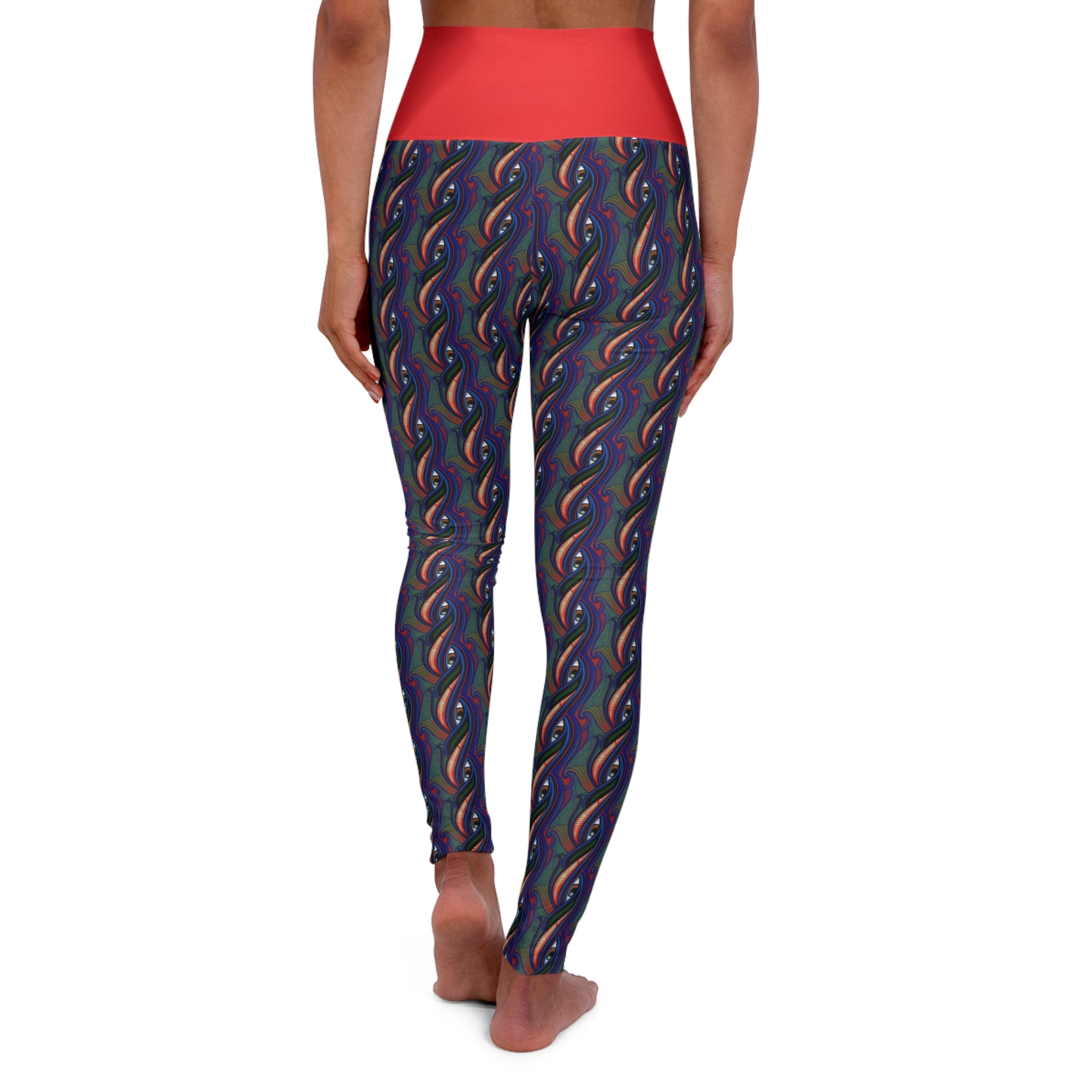 High-Waist Rainbow Paisley Yoga Leggings – Colorful AOP Activewear