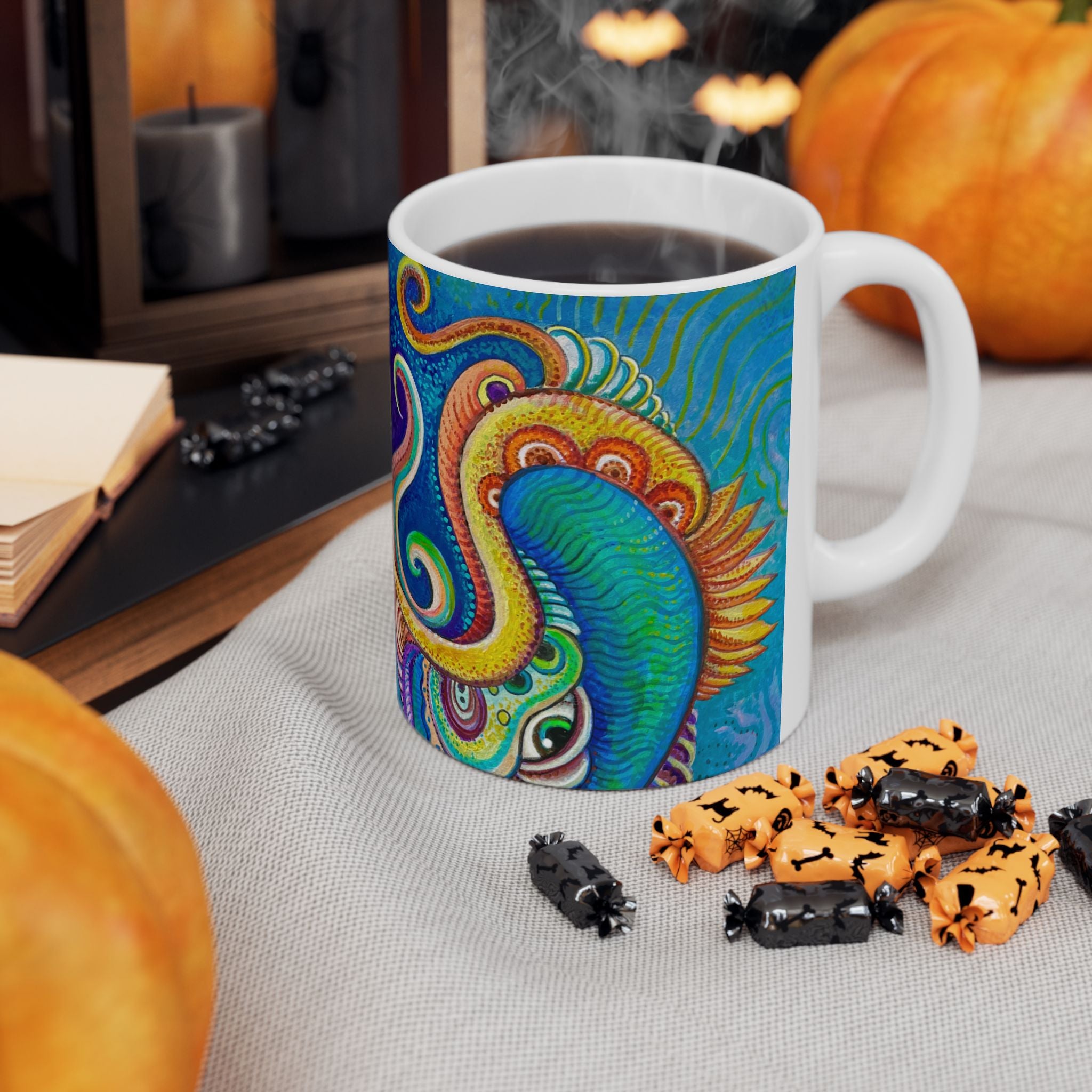 Colorful Abstract Octopus Mug | Vibrant Swirl Sea Life Ceramic Mug