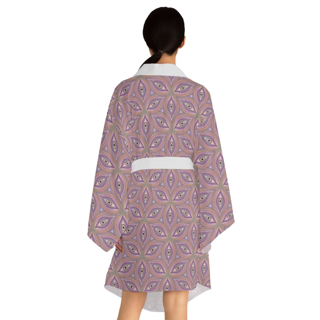 Pastel Geometric Kimono Robe – Pink Mandala All-Over Print