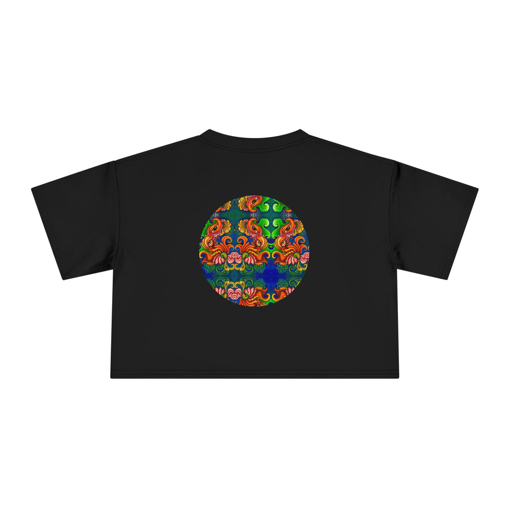 Psychedelic Keyhole Crop Tee — Colorful Abstract Floral Graphic Top #ctaf55