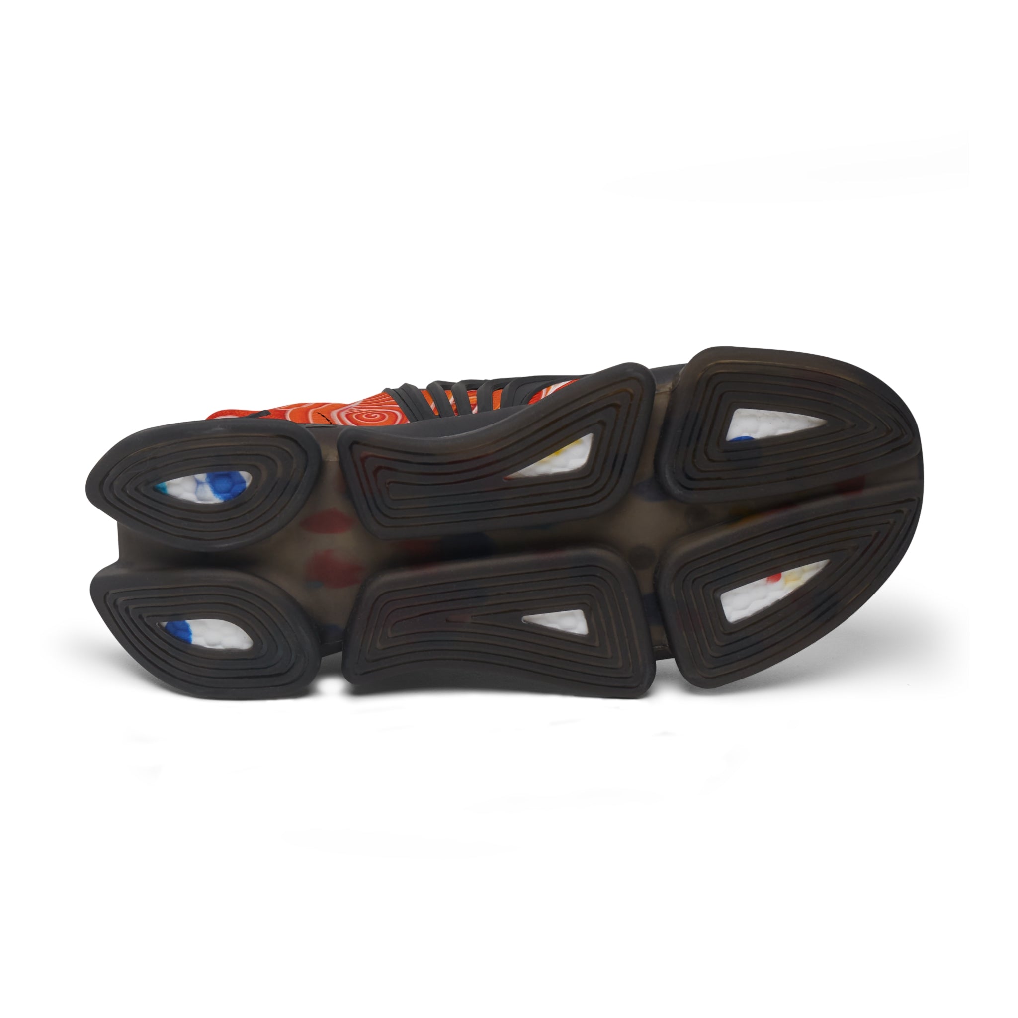 Women's Mesh Sneakers — Orange Abstract Wave Pattern Lightweight Running Shoes #out866900