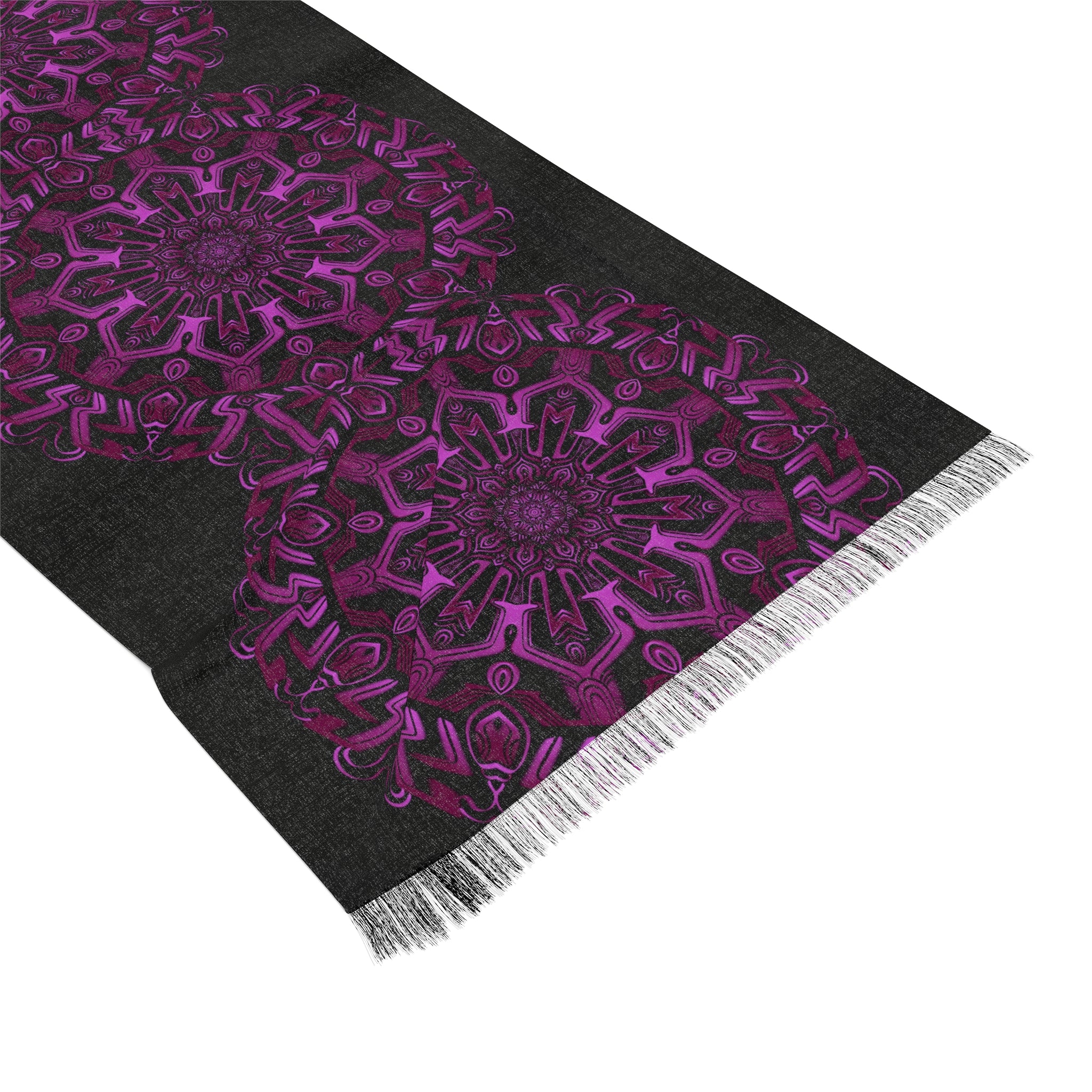 Purple Mandala Light Scarf – Boho Decorative Fringe Scarf #i66280