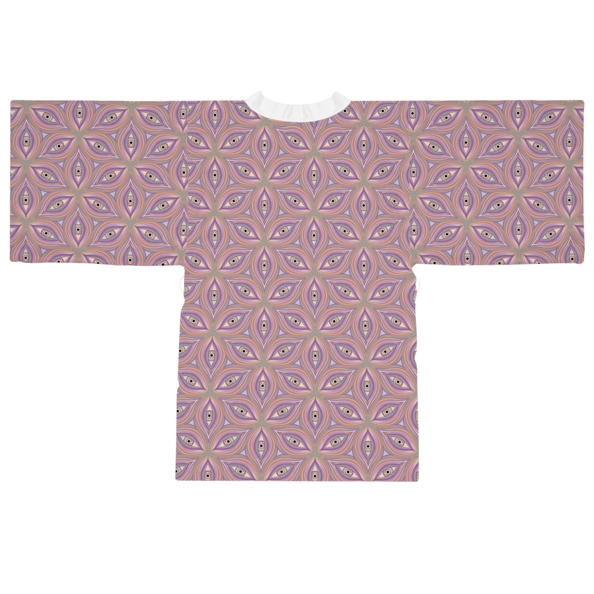 Pastel Geometric Kimono Robe – Pink Mandala All-Over Print