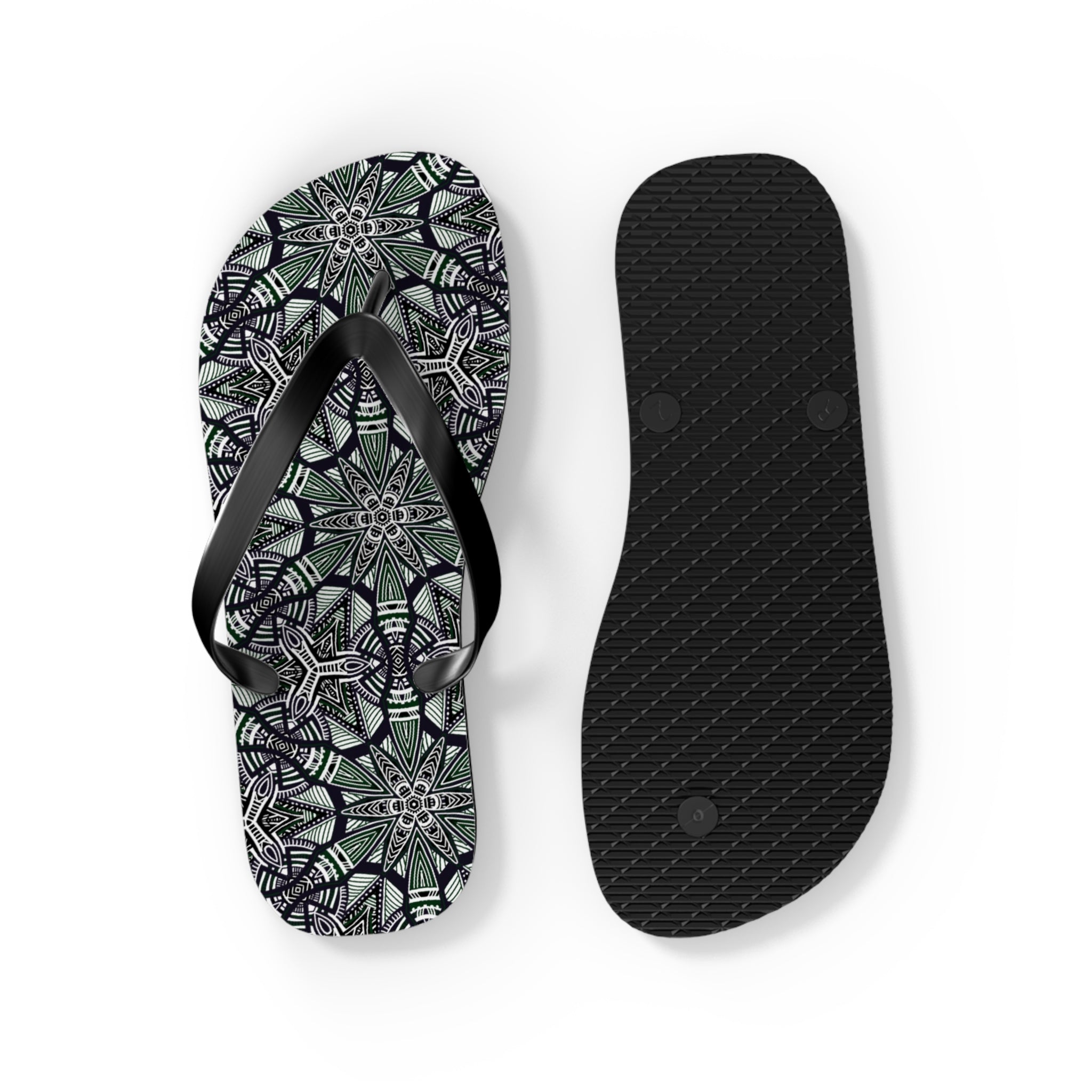 Mandala Kaleidoscope Flip Flops — Patterned Summer Beach Sandals #h976479