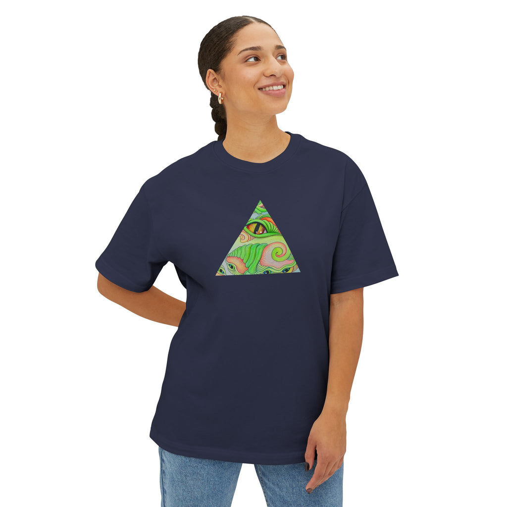 Psychedelic Triangle & Circle Graphic Tee — Retro Swirl Art T-Shirt #gr9523