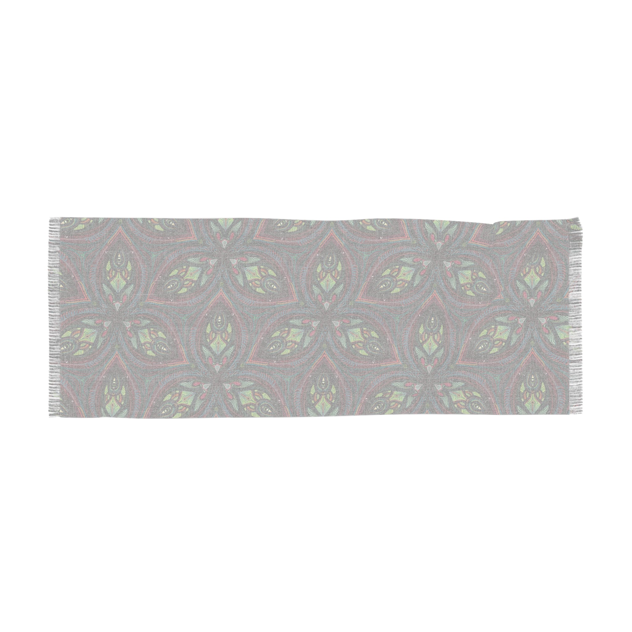 Bohemian Kaleidoscope Light Scarf — Floral Geometric Patterned Wrap #uw2287