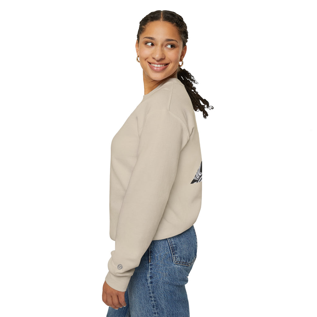Crewneck Sweatshirt — Black & White Surreal Eye Keyhole Design #h5522168