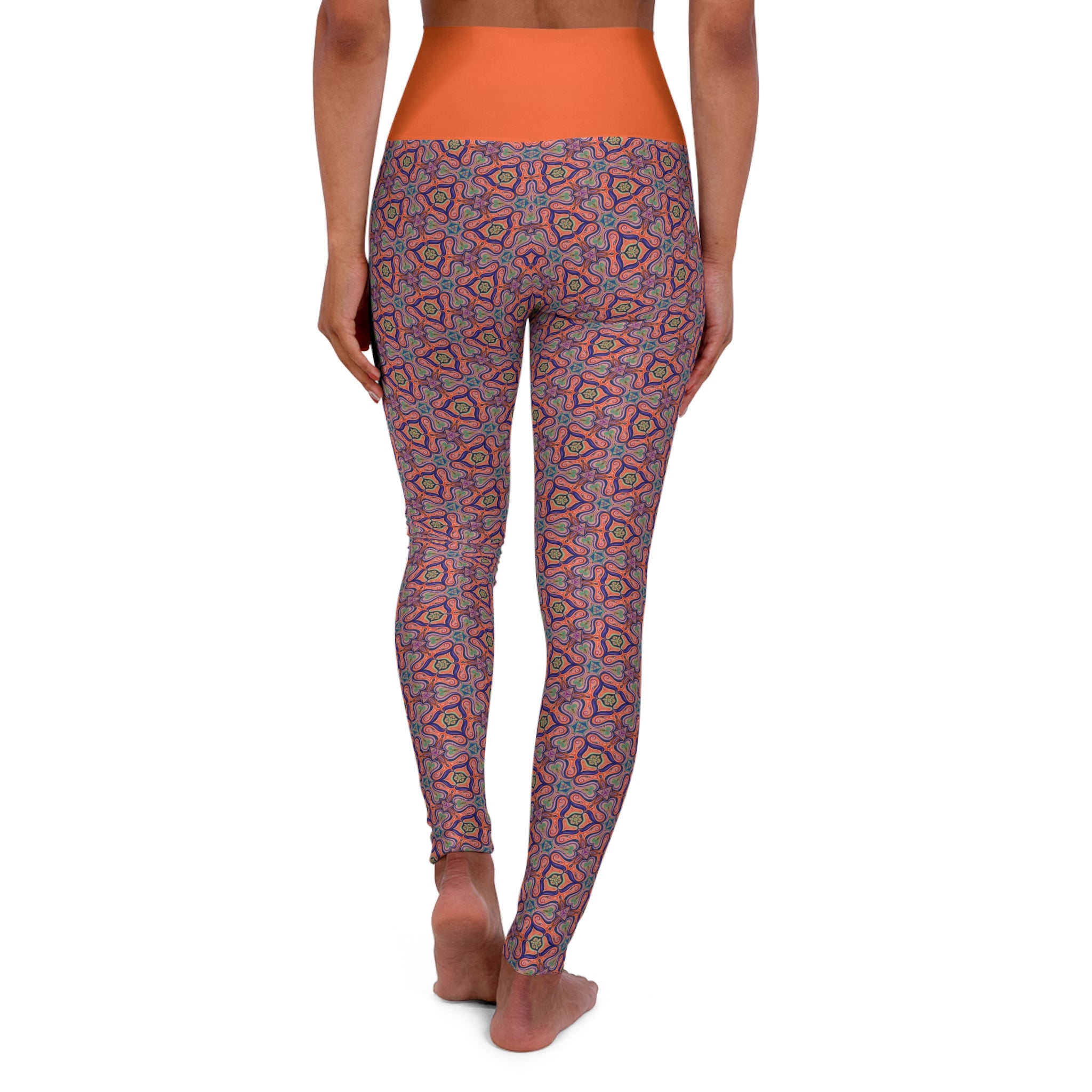 High-Waist Geometric Mandala Yoga Leggings – Vibrant Boho Activewear