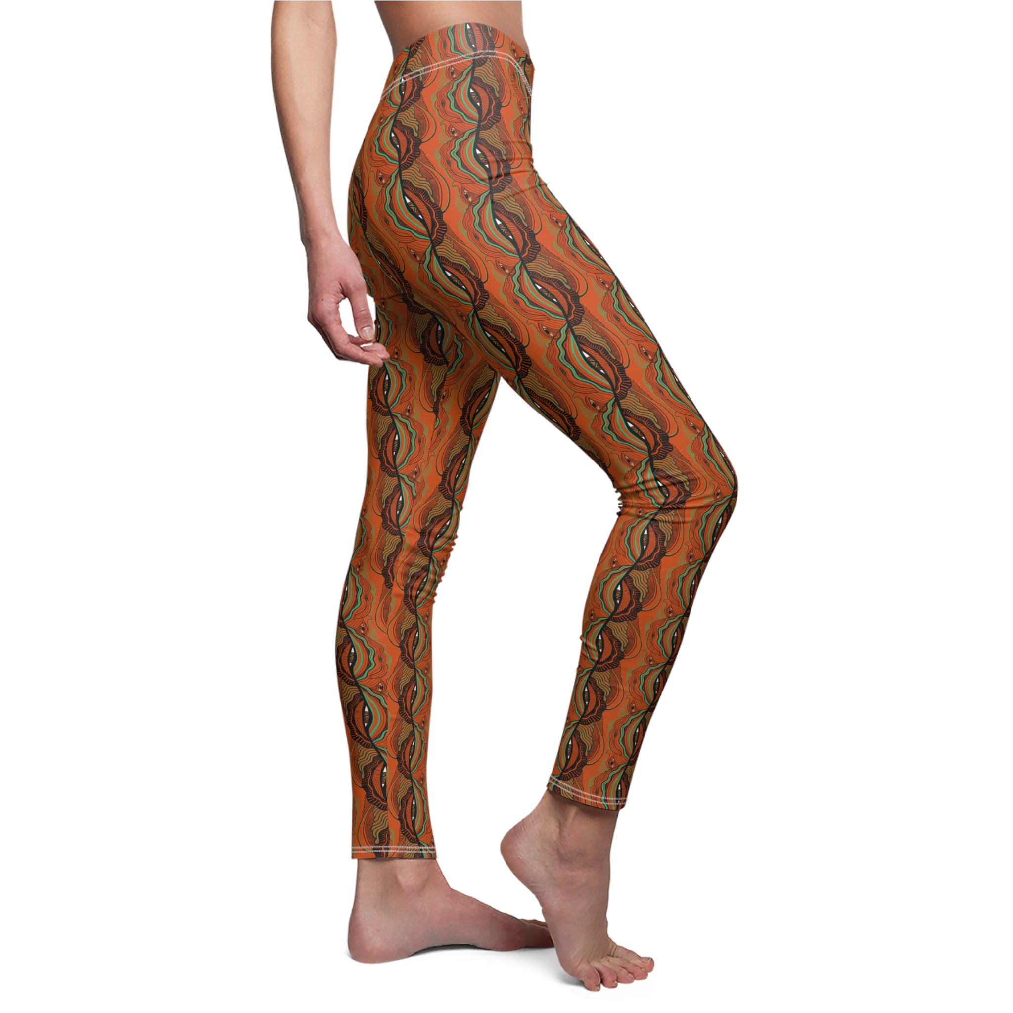 Autumnal Swirl Women's Leggings — Earthy Orange Patterned Yoga & Casual Wear #l8