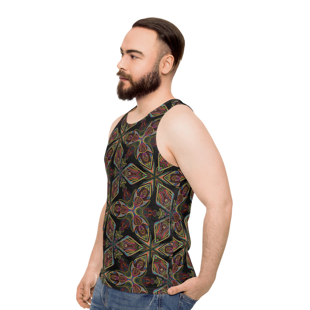 Kaleidoscope Boho Tank Top — All-Over Psychedelic Floral Print #kh009665