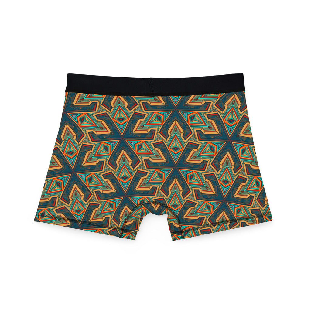 Geometric Olive Pattern Men's Boxer Briefs — All-Over Print Comfort