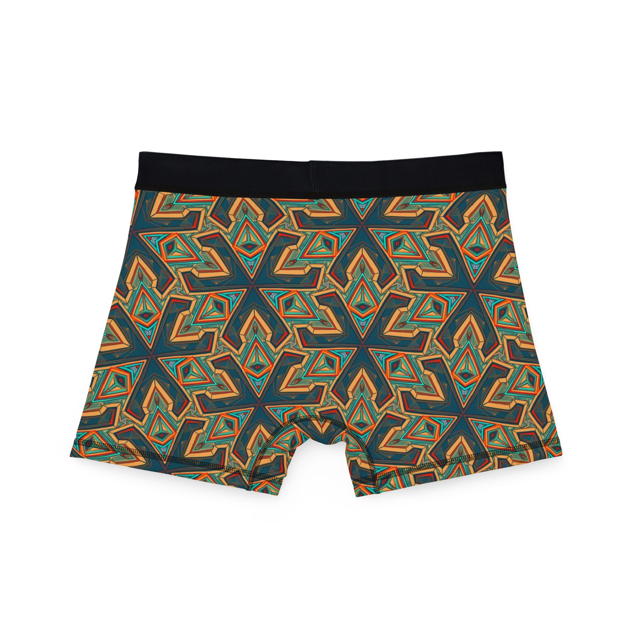 Geometric Olive Pattern Men's Boxer Briefs — All-Over Print Comfort