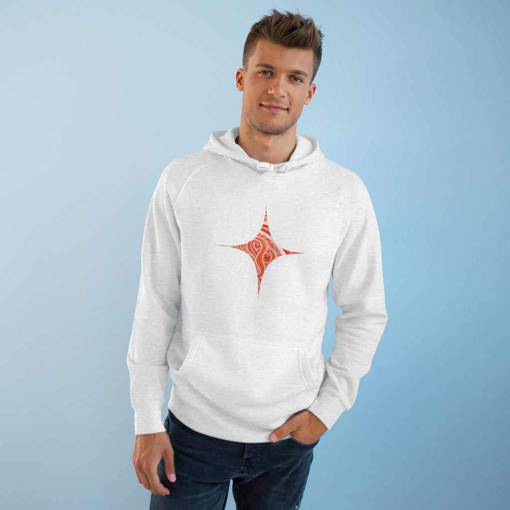Keyhole & Diamond Pattern Hoodie — Abstract Red Paisley Graphic #yh099879