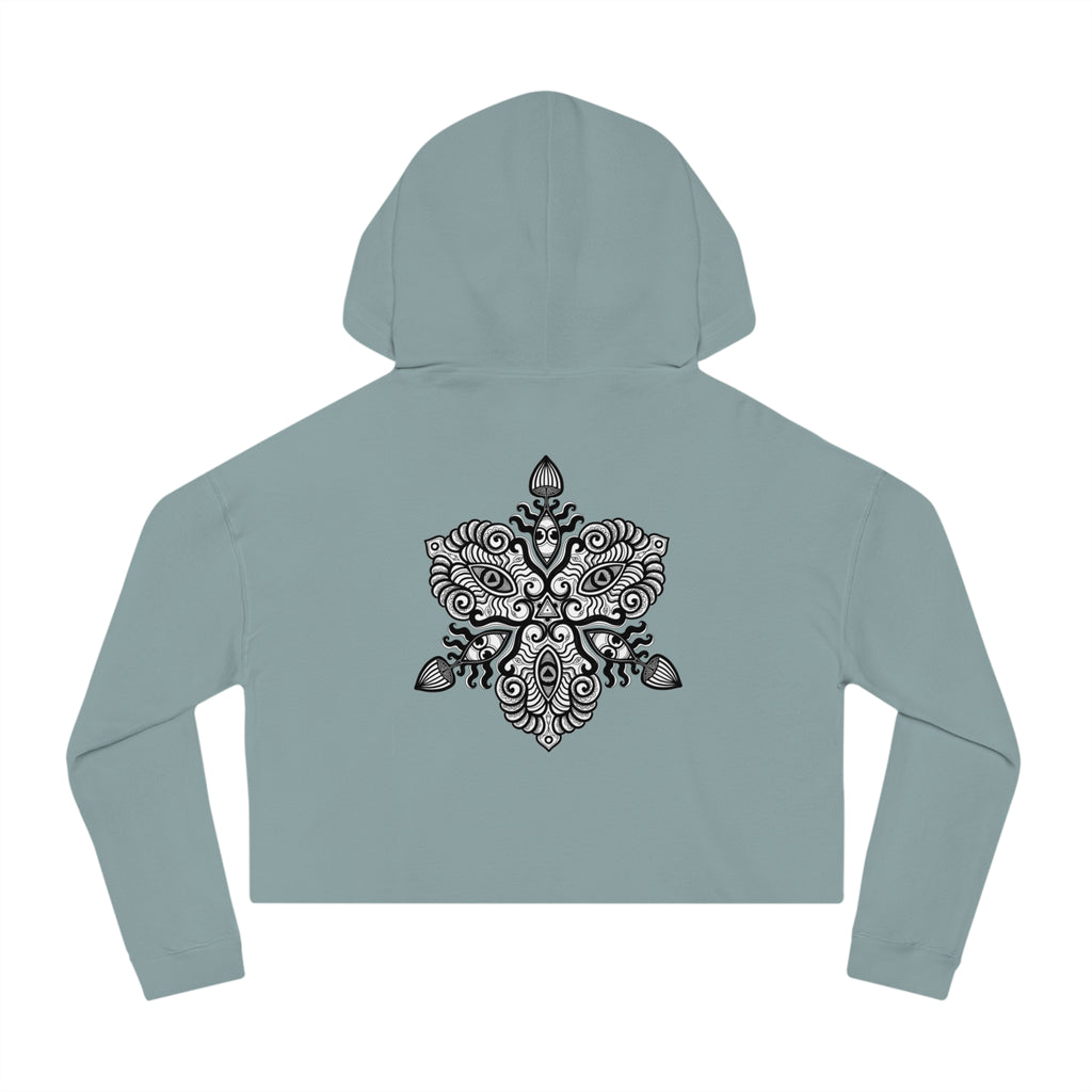 Cropped Hoodie — Boho Mandala Henna Floral Print #h98647